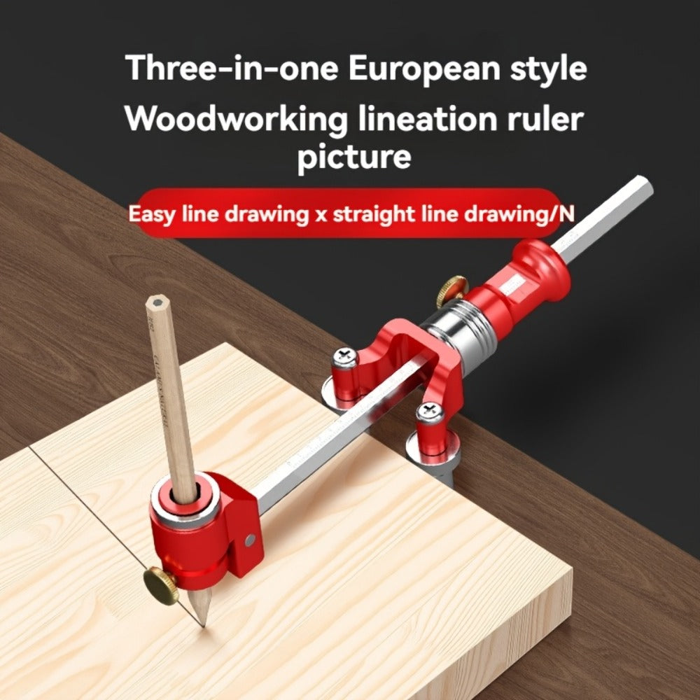 Marking Ruler 3-in-1 Multifunctional Woodworking Layout Tool Metric Imperial Straight Line Parallel Arc Height Marking for DIY Carpentry Handicraft Projects