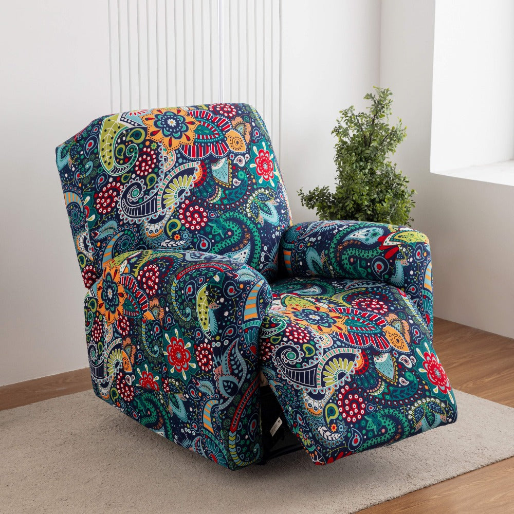 Tie Dye Lounge Chair Cover Set of 4 High Elasticity with Side Pockets Printed Stretch Chair Slipcover Pet Friendly for Bedroom Office Living Room Holiday Decor