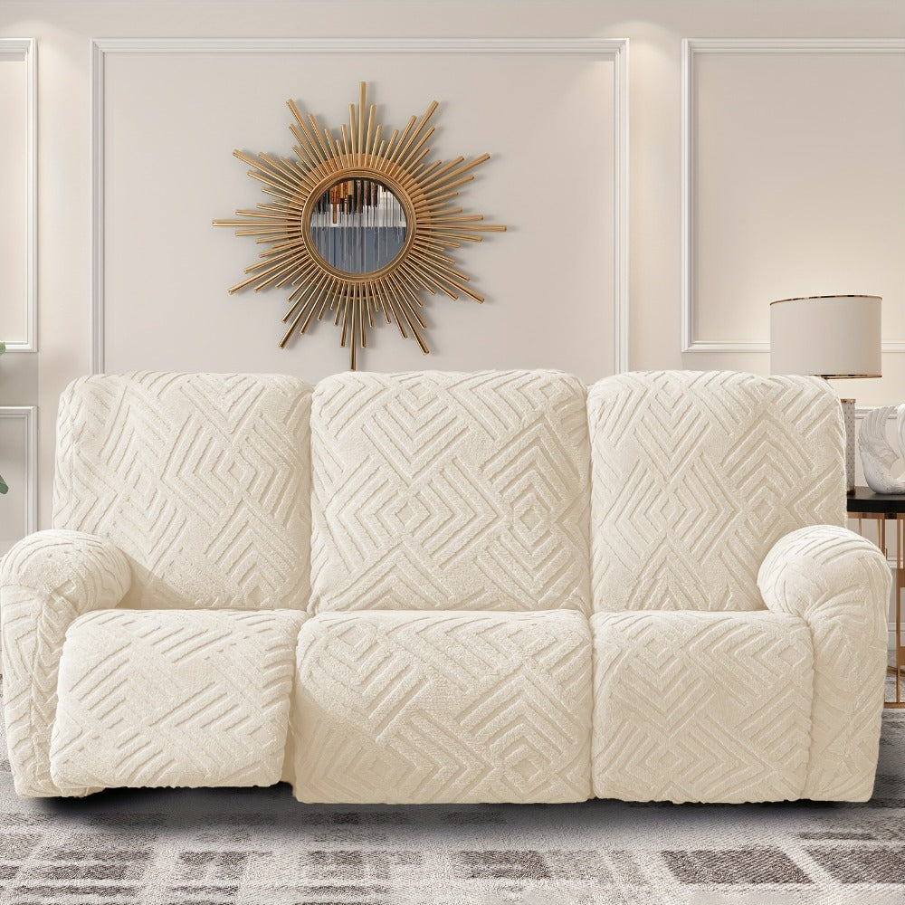 Stretch 3 Seat Sofa Slipcover Elastic Spandex Couch Cover with Pocket Anti-Slip Jacquard Knit Washable Solid Color Sofa Protector for Living Room Office Pet Friendly
