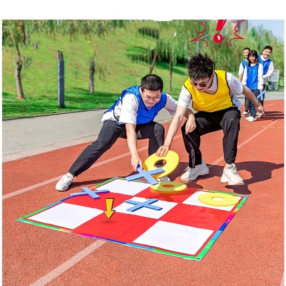 Large Outdoor Chess Board Game Set ¨C Giant Checkerboard with Chess Pieces & Storage Bag, Multiplayer Team Game for Indoor Outdoor Camping, Family Backyard Fun, Holiday Party Game, Red & Blue