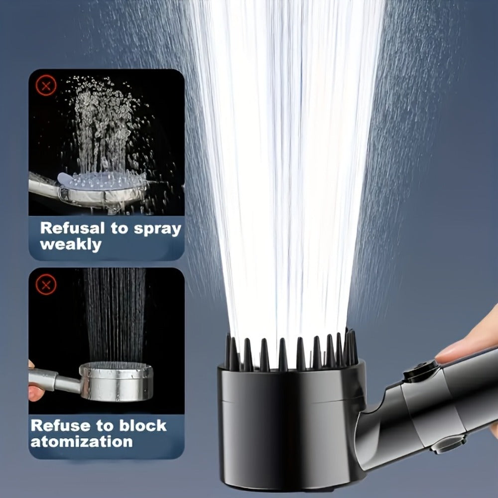 High Pressure Shower Head Set 4-Piece ¨C Turbine Spray Wall Mounted, 3-Stage Adjustable Mode, 6 Water Filters & 68¡± Hose, Skin-Friendly Bathroom Shower Upgrade Kit