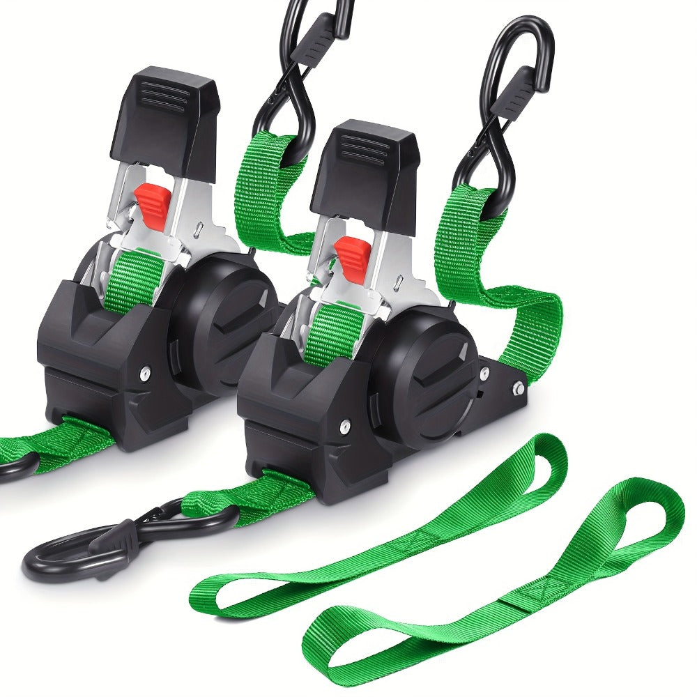 Retractable Ratchet Straps with Extension Strap ¨C Heavy Duty Auto Self-Retracting Tie Down Cargo Straps for Truck Trailer Motorcycle Moving & Appliances