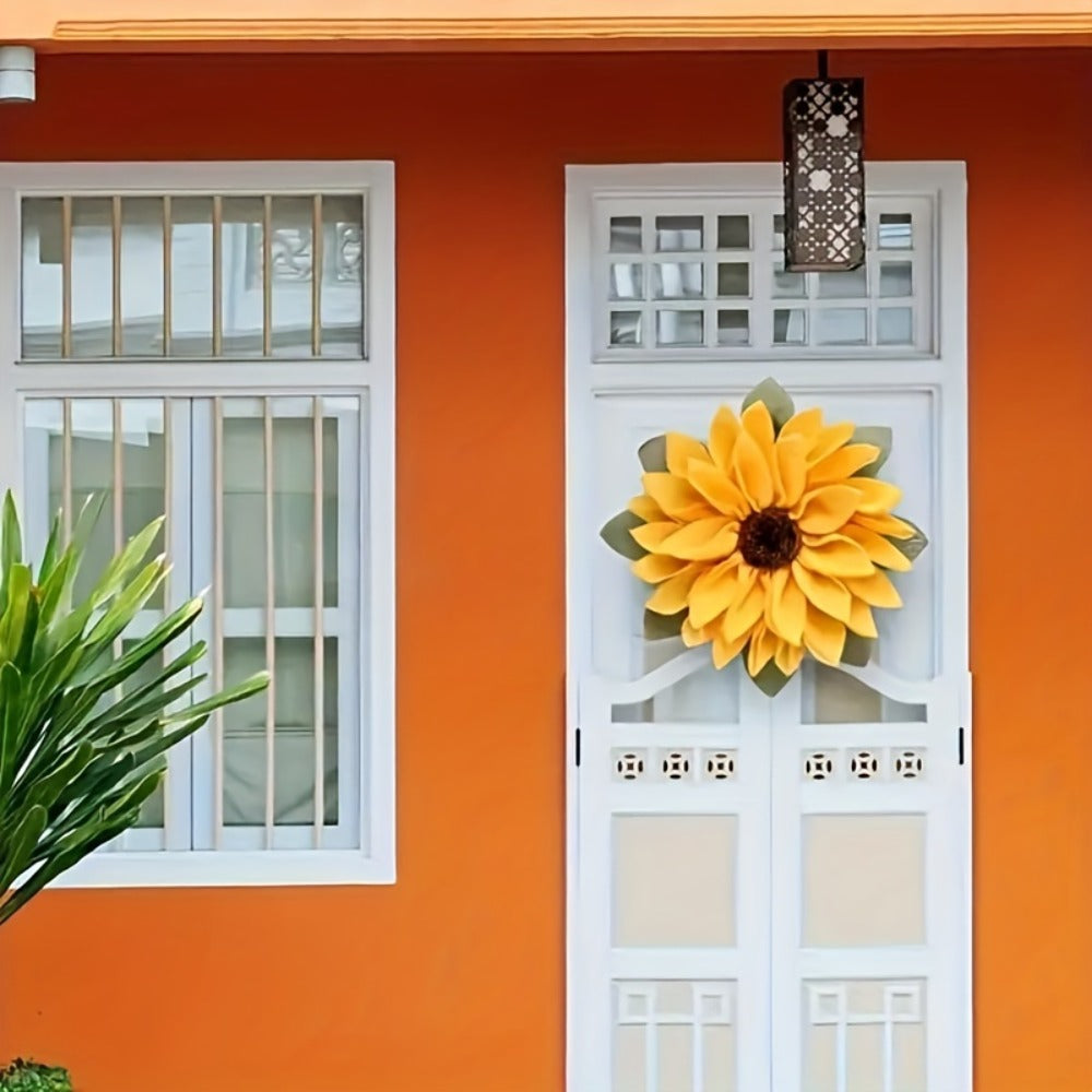 Sunflower Wreath for Front Door - Artificial Floral Wall Hanging Decor for Indoor Outdoor Home Office, Wedding Festival Thanksgiving Farmhouse Decoration, Year-Round Seasonal Display