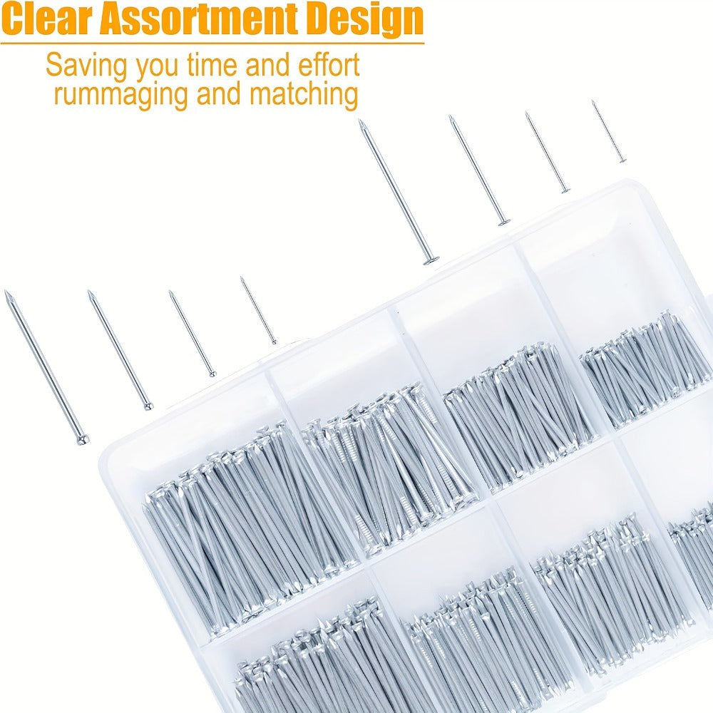 Claw Hammer & 700-Piece Nail Kit ¨C 8oz or 16oz Forged Steel Magnetic Hammer with Galvanized Picture Hanging & Finishing Nails, Home Repair & DIY Wall Hanging Tool Set