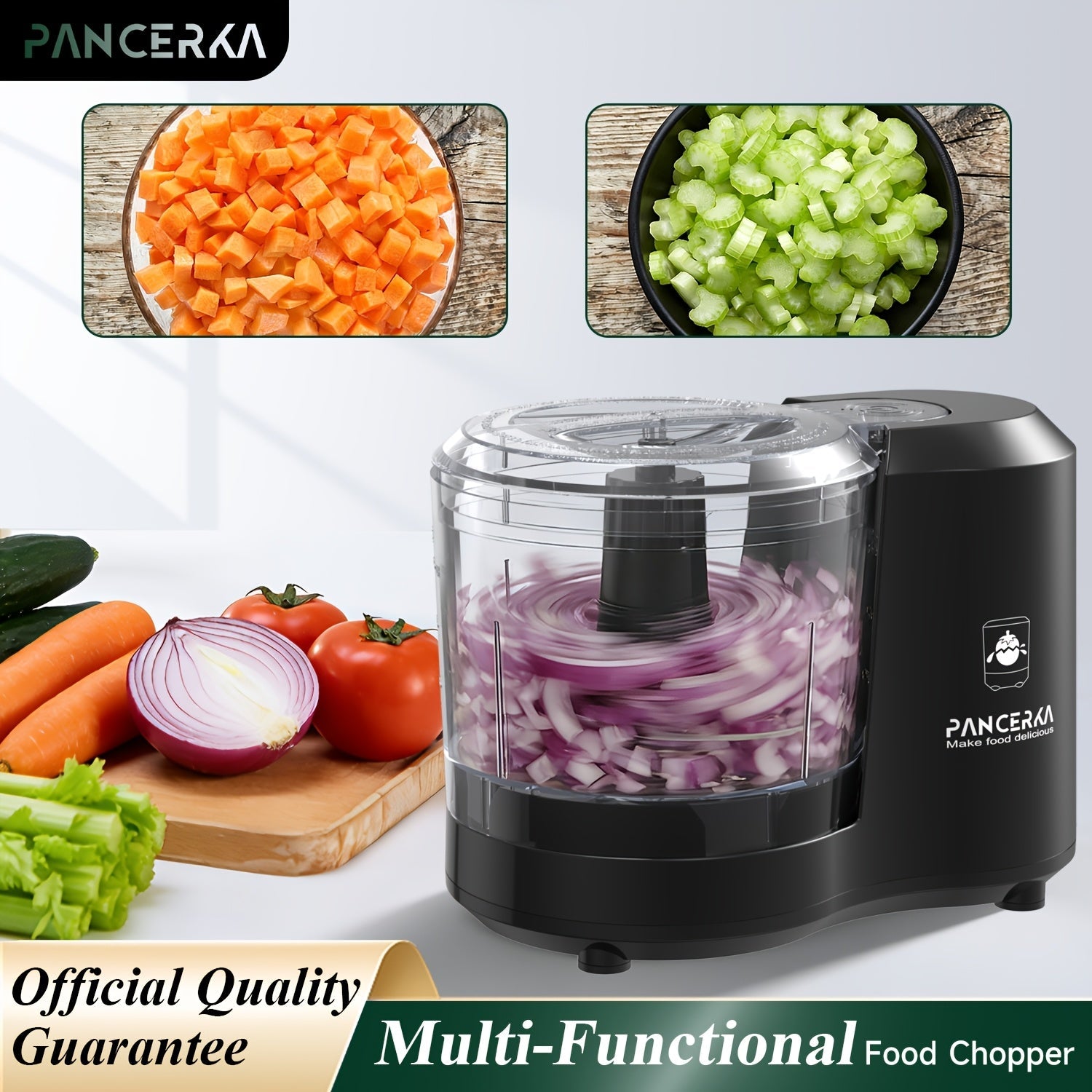 Electric Vegetable Chopper Food Processor - Mini Electric Food Chopper Blender for Kitchen, Baby Food Maker, Mixer Grinder for Dicing Mincing Puree, Black