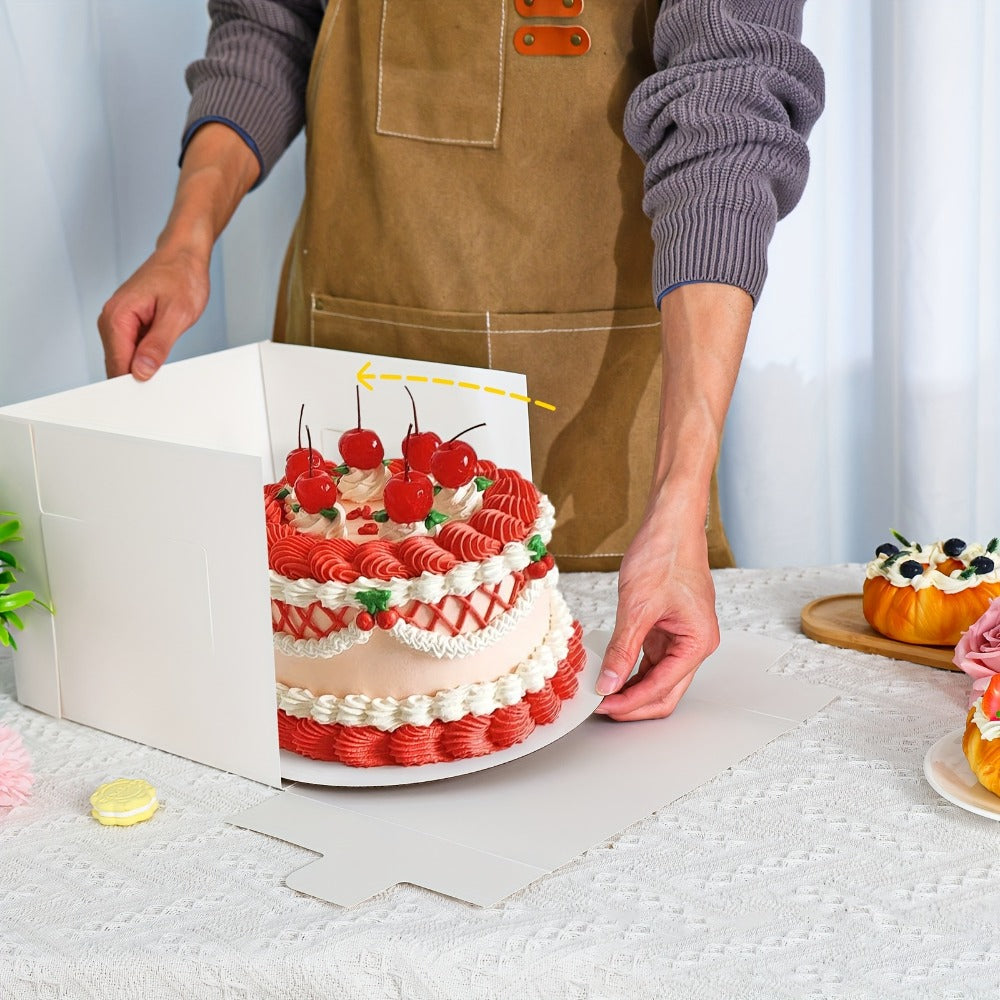 Tall Cake Boxes with Boards 10pcs ¨C Multi-Layer Bakery Gift Box Set 10x10x8in for Birthday Wedding Party