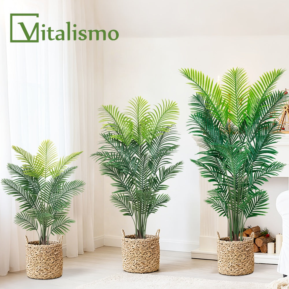 Artificial Palm Tree Fake Indoor Plant ¨C 4/5/6FT Faux Tropical Areca Palm with Realistic Leaves, Planter Options, for Living Room Bedroom Office Patio Home Decor