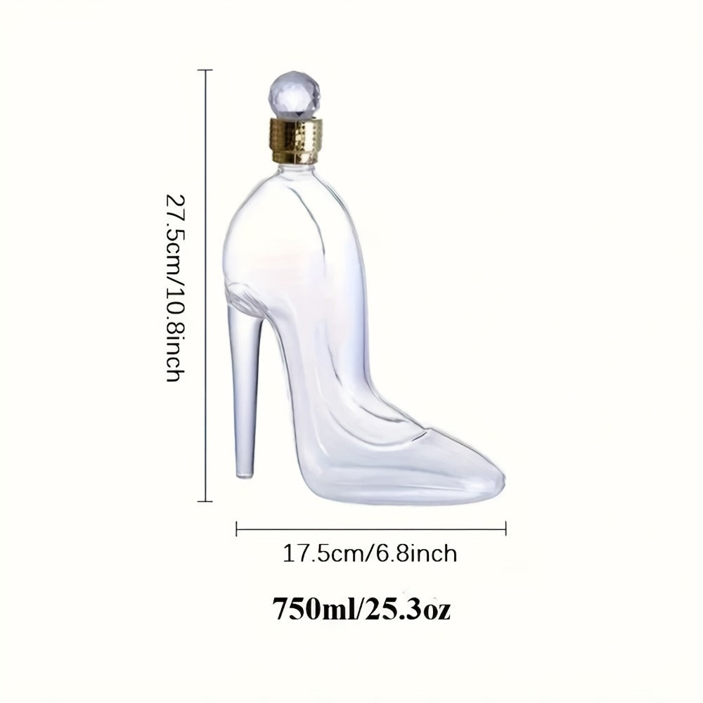 High Heel Shoe Decanter Crystal Glass with Stopper 26oz ¨C Handmade Lead-Free Transparent Wine Decanter for Kitchen Dining Decor, Valentine's Day & Holiday Gift