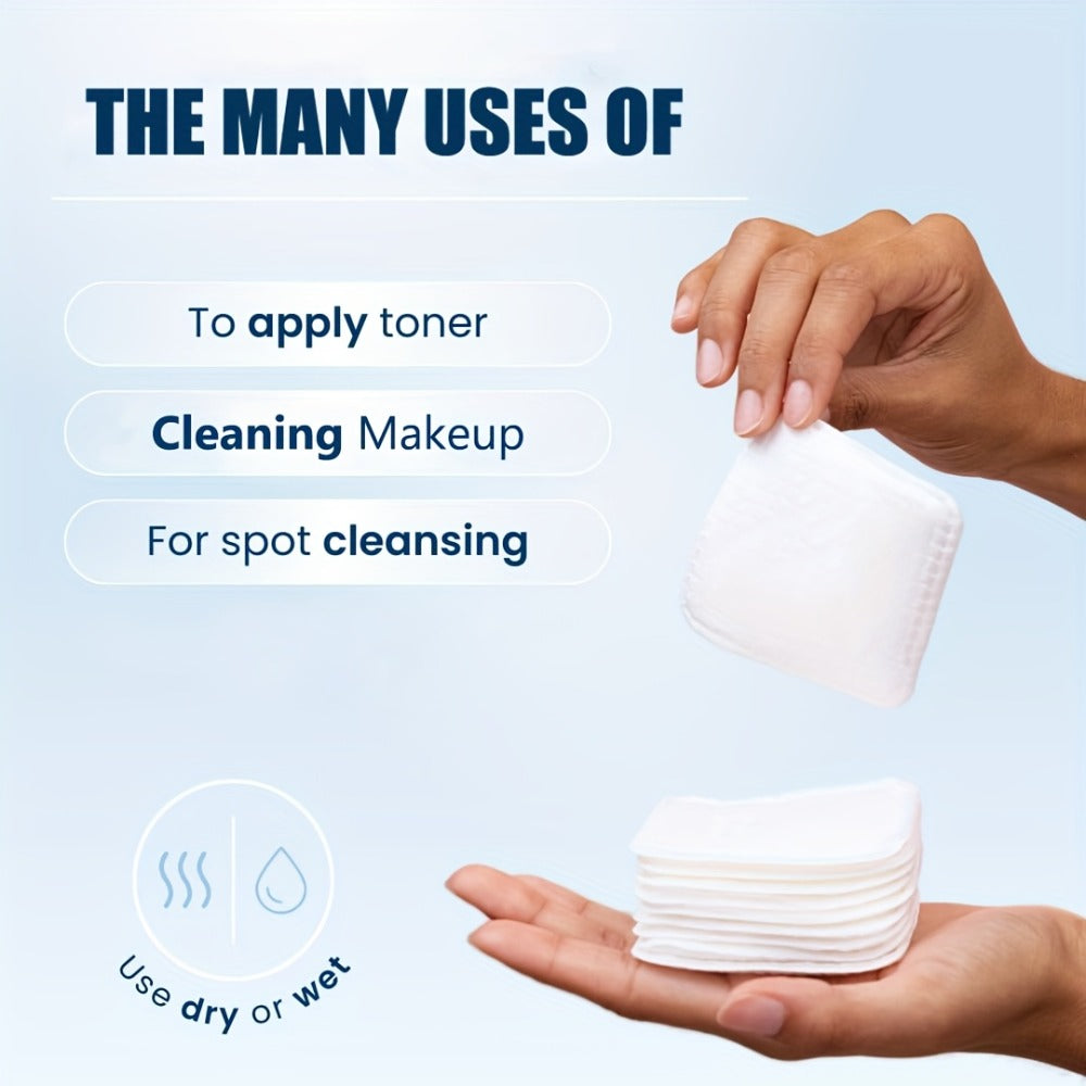 Makeup Remover Pads Disposable 100/200pcs ¨C 3-Layer Thickened Cotton Squares for Face Cleansing, Skincare & Nail Polish Removal, Soft Touch No Friction, 2.76x2.36 inch, Individually Boxed