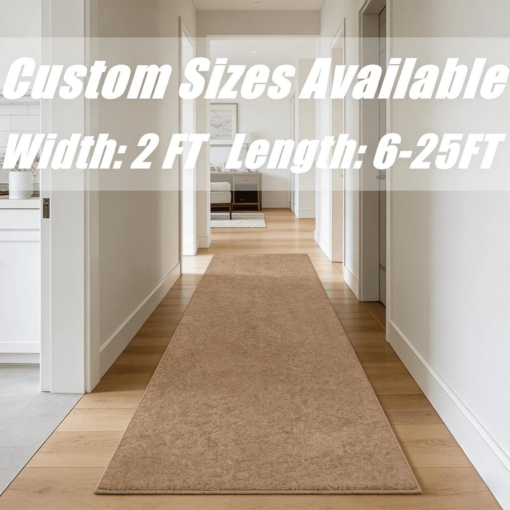 Runner Rug Non-Slip Rubber Backing Indoor Outdoor Hallway Kitchen Entryway Bedroom Carpet Runner Stain Resistant Low Pile Easy Clean Multiple Sizes 2FT Wide 8 Colors Grid Strip