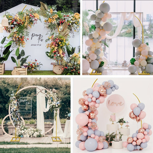 Balloon Arch Stand Set of 2 - Metal Gold Curved Top Wedding Arch Frame 6Ft & 8Ft, Backdrop Stand for Wedding Ceremony Birthday Baby Shower Bridal Anniversary Party Floral Decoration