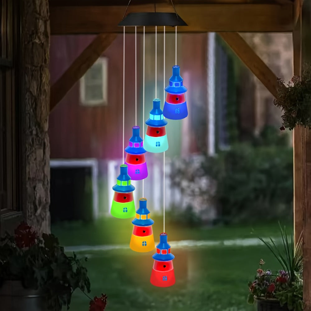 Solar Hanging Lighthouse Light RGB Color Changing ¨C Outdoor Rainbow Solar Lantern for Garden, Patio, Festival & Holiday Decoration, Waterproof Hanging Solar Garden Light