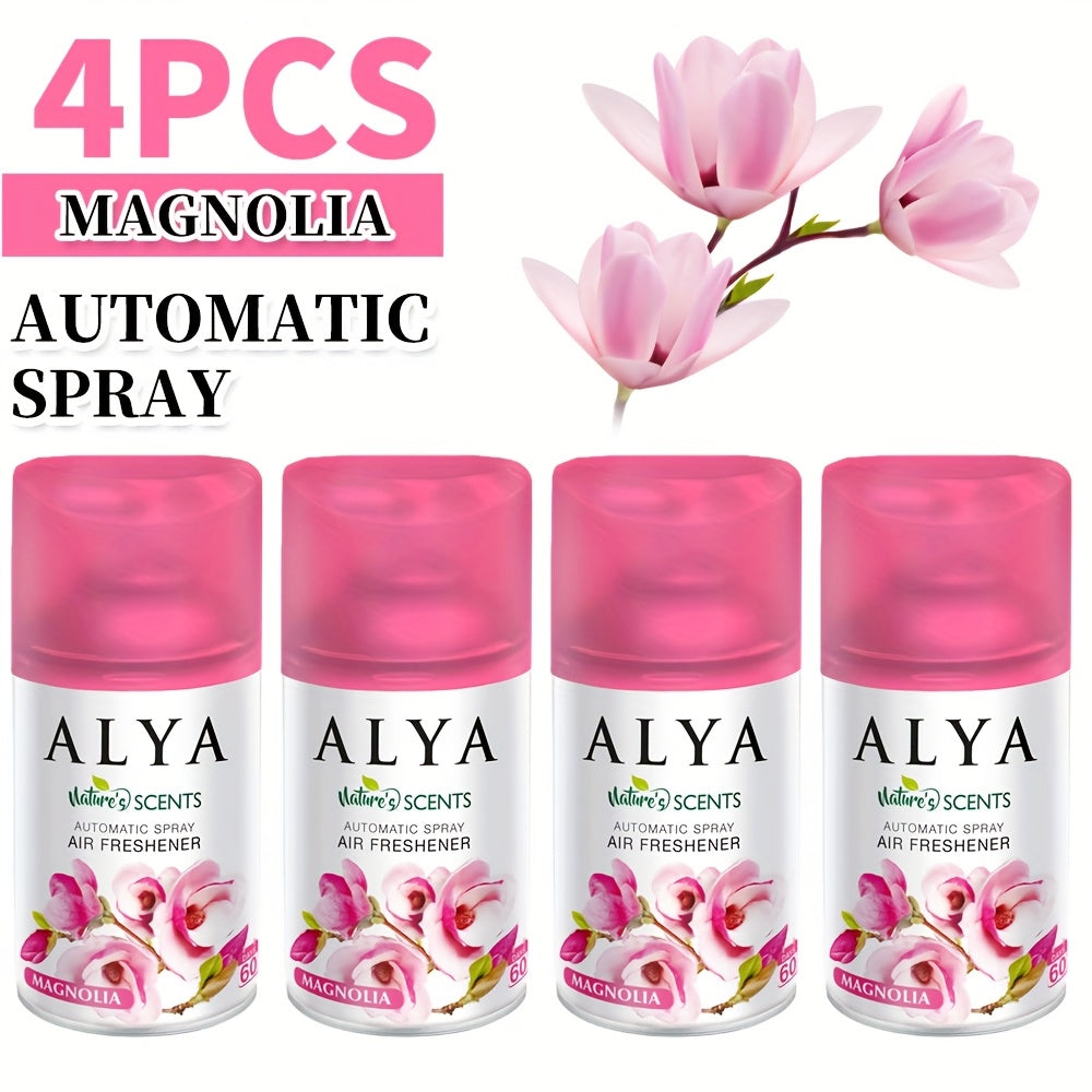 Automatic Spray Air Freshener Refill 8.45oz 1pc or 4pcs - 6 Scents Lavender Vanilla Cool Linen Ocean Mixed Berries Magnolia, Odor Fighting Room Spray for Car Office Home Bathroom Kitchen Fabric Closet