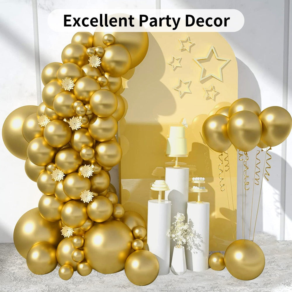 Balloon Garland Arch Kit 130PCS Metallic Gold ¨C 18¡± 12¡± 10¡± 5¡± Latex Balloons with Ribbon & Glue Dots for Birthday Baby Shower Wedding Graduation Party Decorations DIY Balloon Arch Set