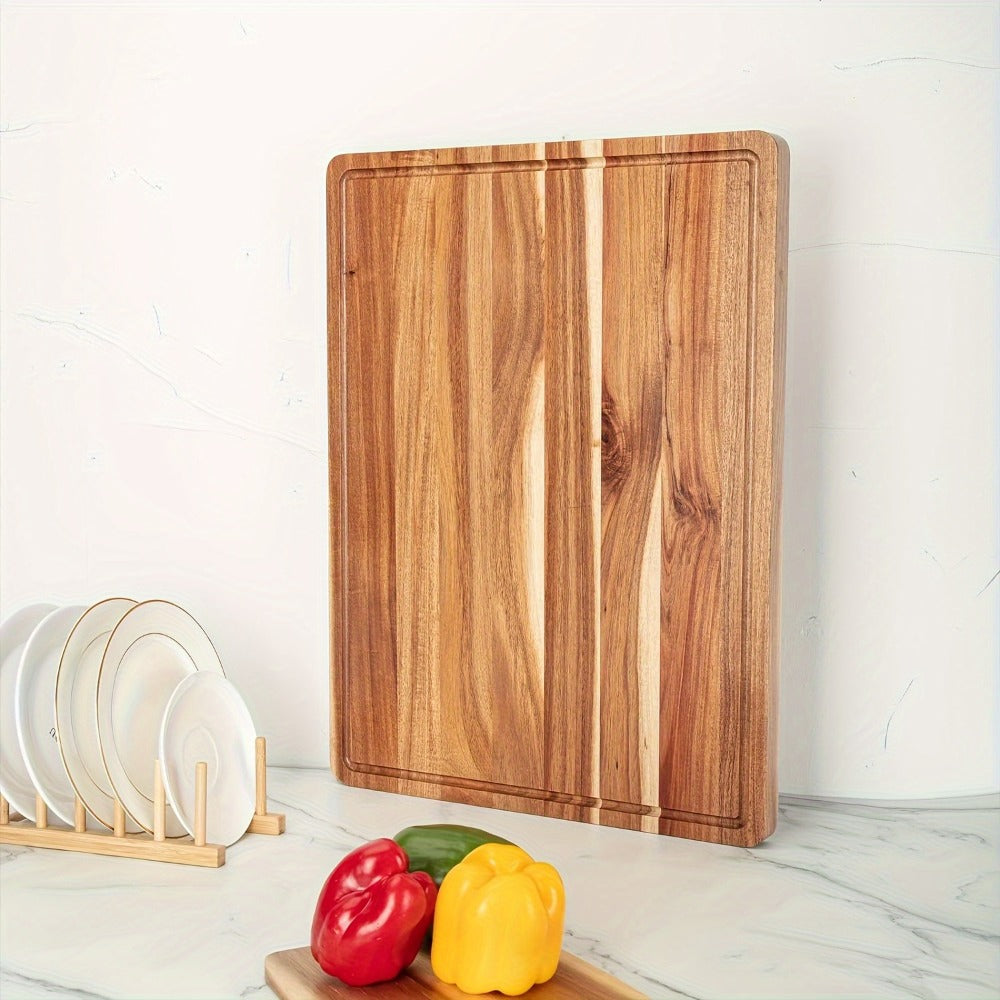 Large Bamboo Wood Cutting Board with Juice Groove Thick Butcher Block for Kitchen Cheese Charcuterie Food Prep Serving Board Multiple Sizes
