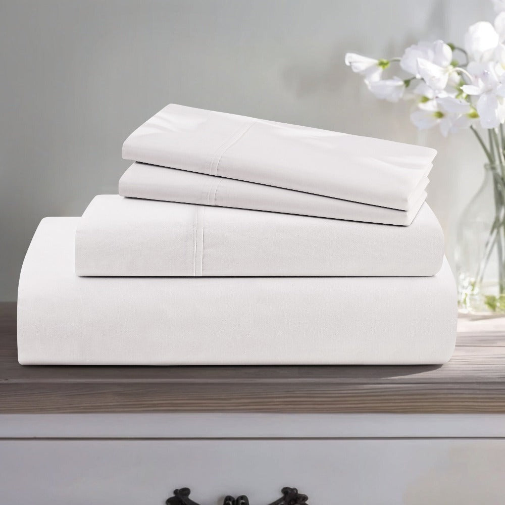 Egyptian Cotton Sheet Set 1000 Thread Count - Deep Pocket Fitted Sheet, Sateen Weave, Breathable Soft Bedding Set for King Queen Full Twin