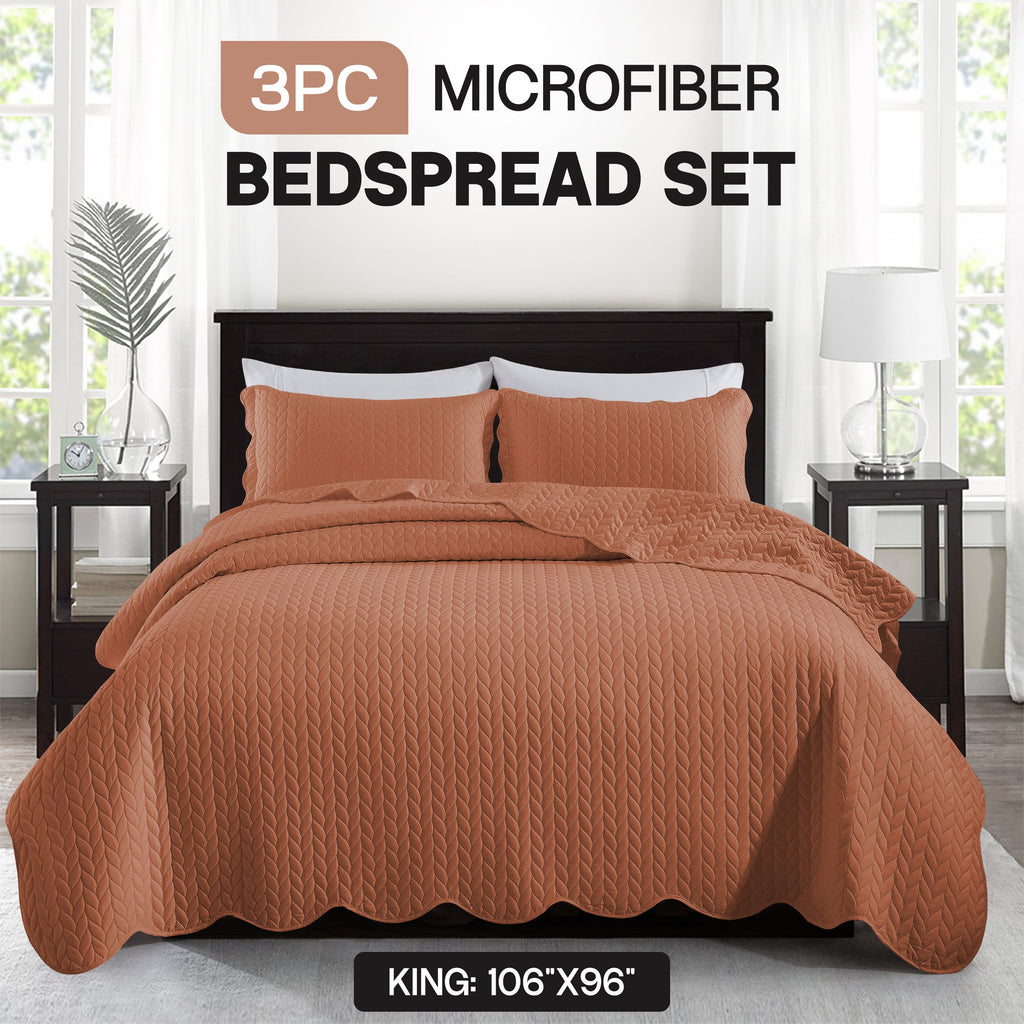 Bedspread Set 3-Piece Microfiber Floral Coverlet with Pillow Shams - Soft Breathable Lightweight All-Season Bed Cover for Queen King Twin California King