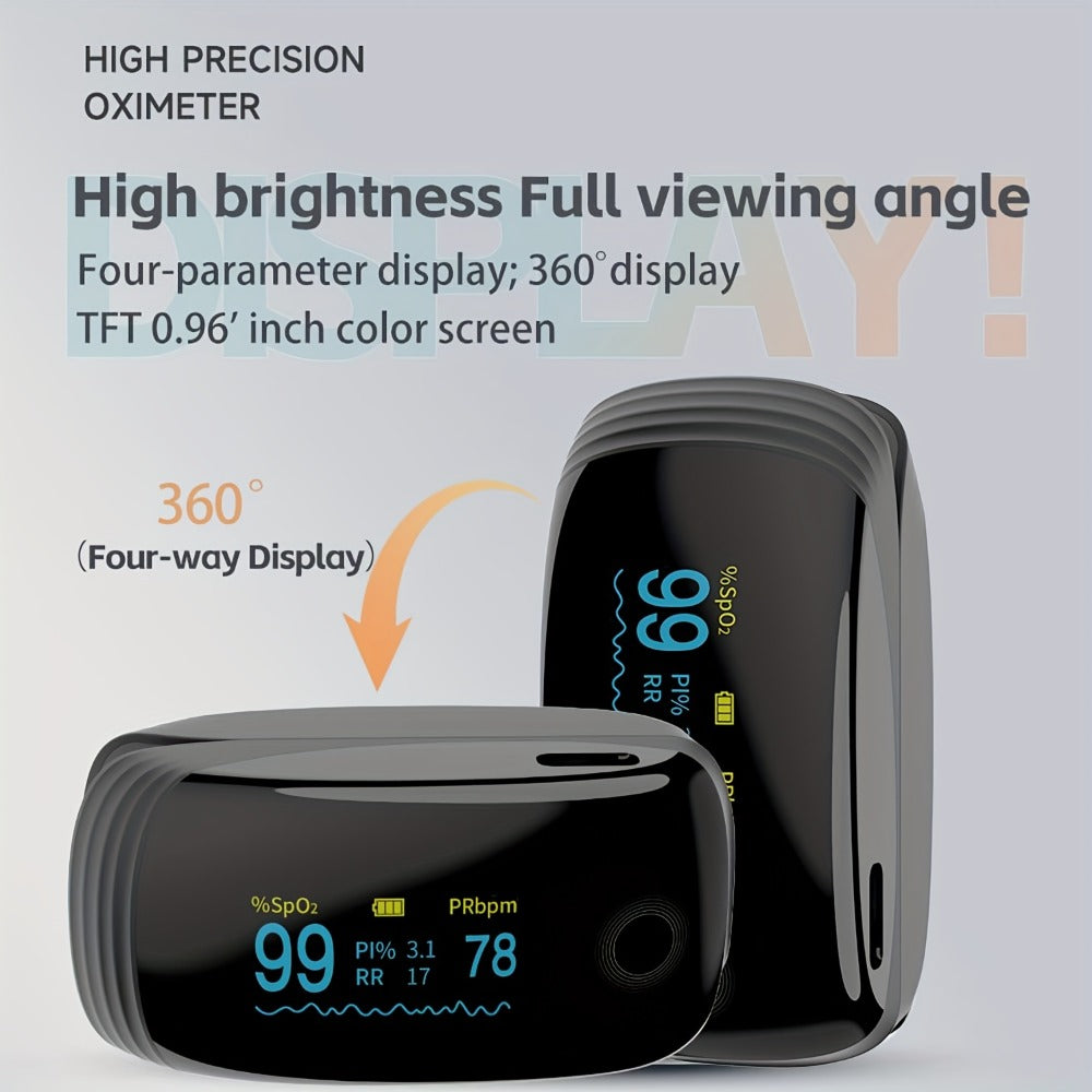 Fingertip Pulse Oximeter FDA Cleared Rechargeable SpO2 Blood Oxygen Monitor with Pulse Rate PI Respiratory Rate OLED Display Fast Reading for Outdoor Sports Home Use