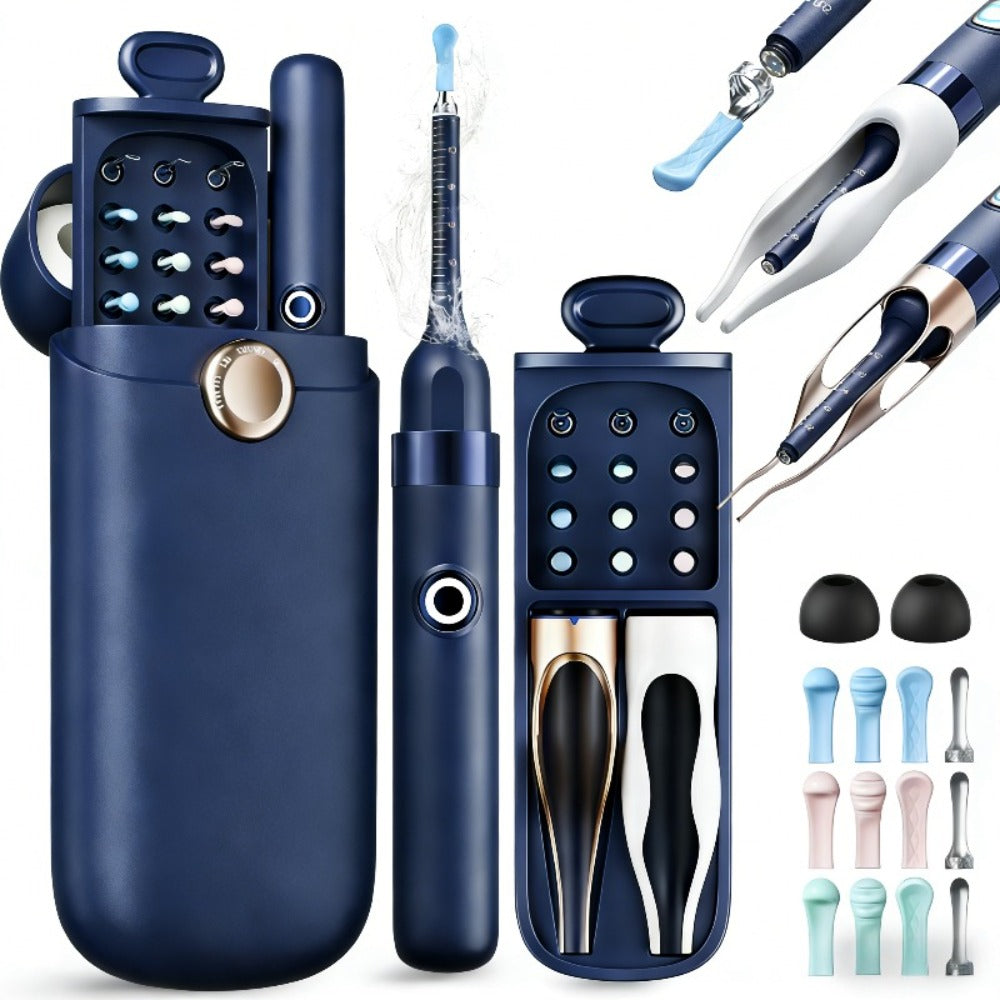 Ear Wax Removal Kit with Camera - 12-in-1 Ear Cleaning Tool Set, Rechargeable Ear Scope with LED Light, Ear Pick Cleaner, Nose Picker, Storage Box Included, Great Gift Idea