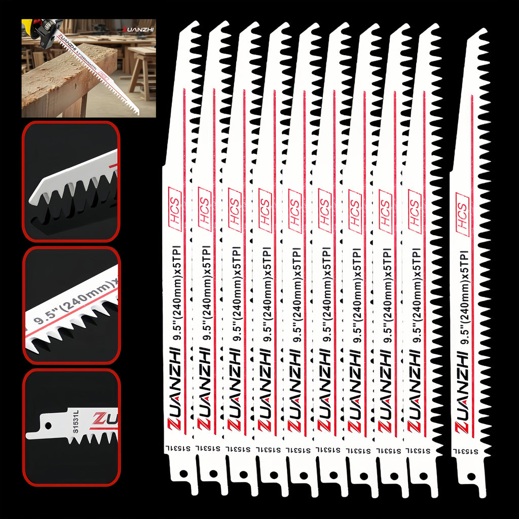 Wood Cutting Reciprocating Saw Blades 10PCS S1531L for Garden Pruning Branch Trimming Tree Cutting Sawzall Blade Set Compatible with Most Reciprocating Saws