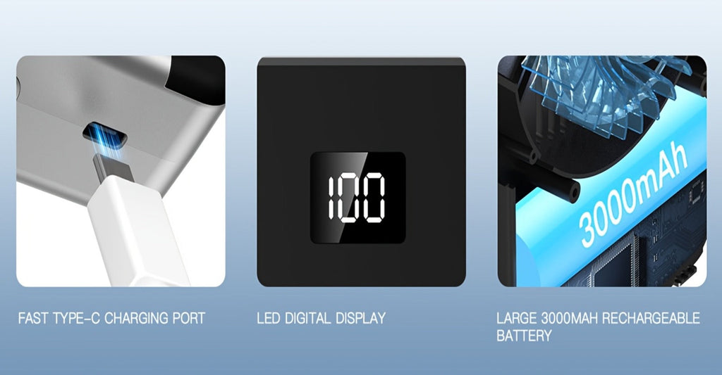 3-in-1 Desk Fan & Neck Fan & Waist Fan | USB Rechargeable 3000mAh Portable Cooling Fan, 3-Speed Ultra-Quiet Operation, Hands-Free Wearable Design for Outdoor Work, Travel & Summer Gifting