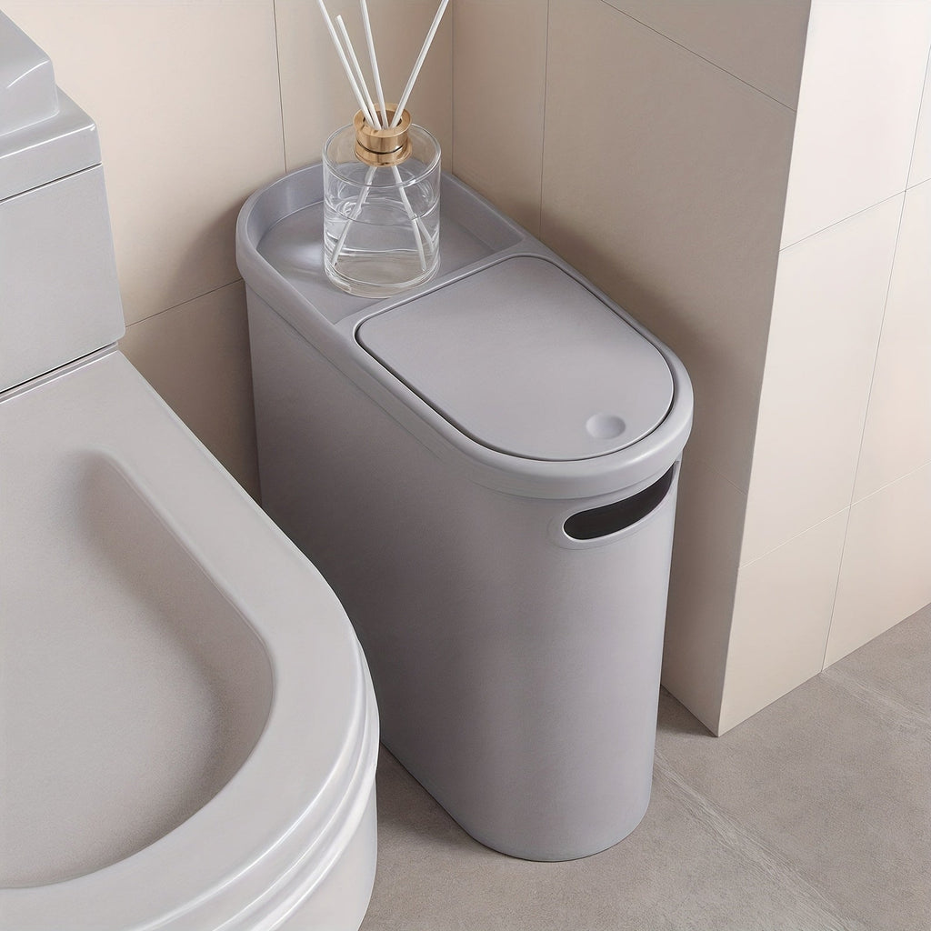 Small Bathroom Trash Can with Built-In Handles Rustproof Space Saving Plastic Waste Bin for Bathroom Laundry Office Includes Trash Bags
