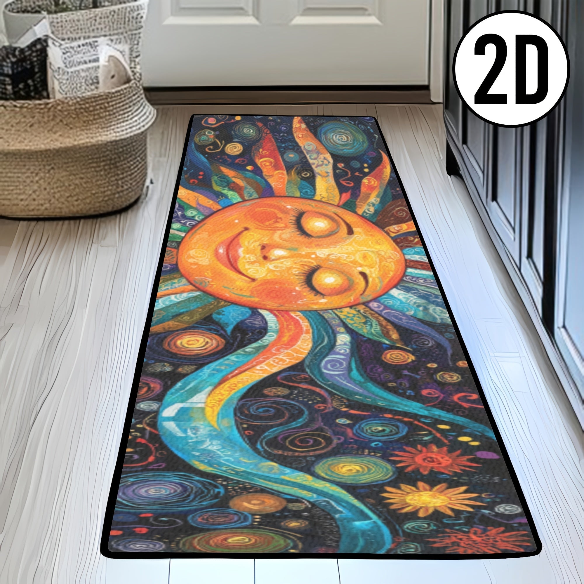 Boho Runner Rug Mandala Non-Slip Washable Soft Polyester Kitchen Hallway Mat Sun Totem Colorful Pattern Living Room Bathroom 5 Designs