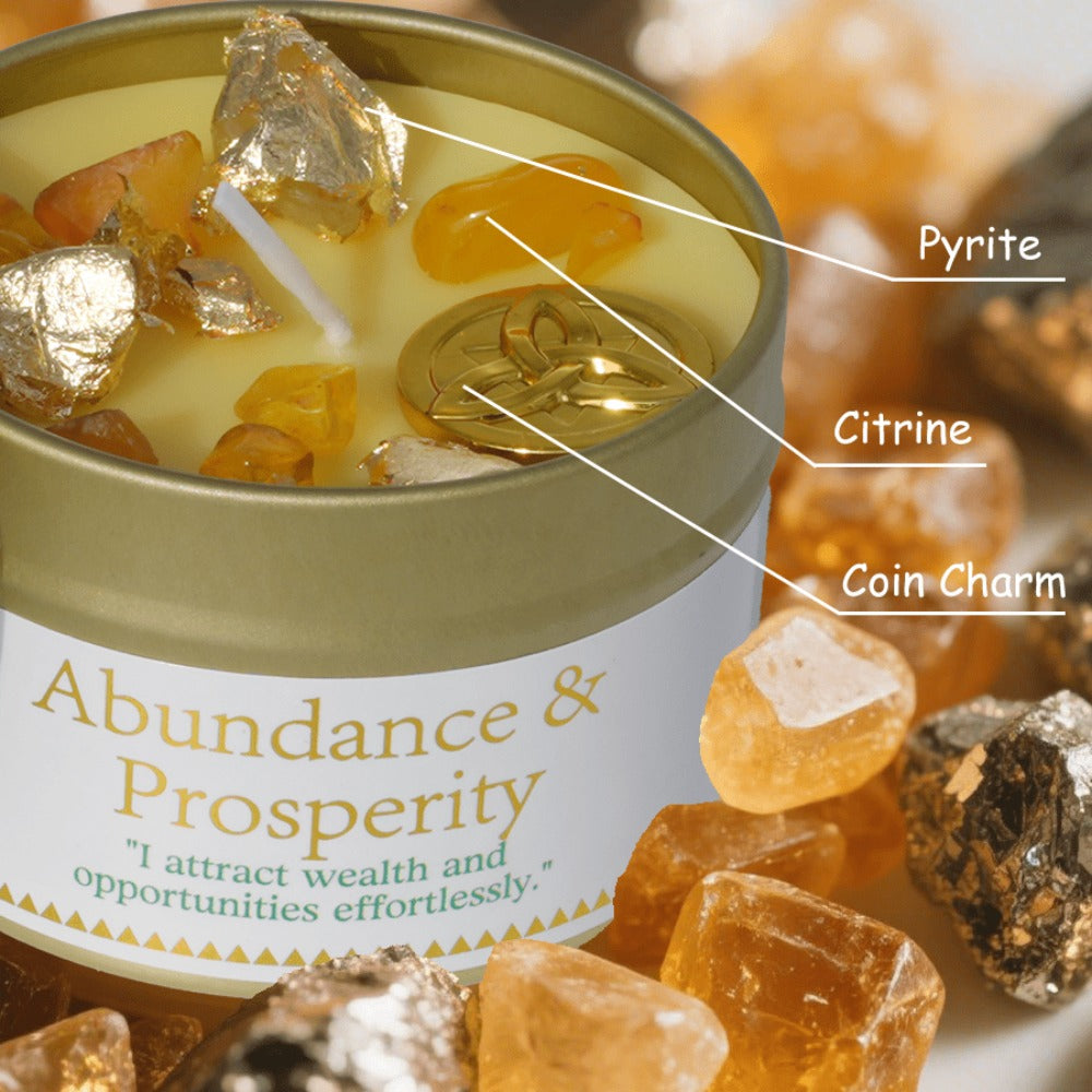 Manifestation Candles Scented Soy Wax with Golden Crystal ¨C Law of Attraction Abundance Candle for Meditation, Yoga & Focus | Spiritual Gift for Women with Guidance Card | Christmas, Birthday, New Year