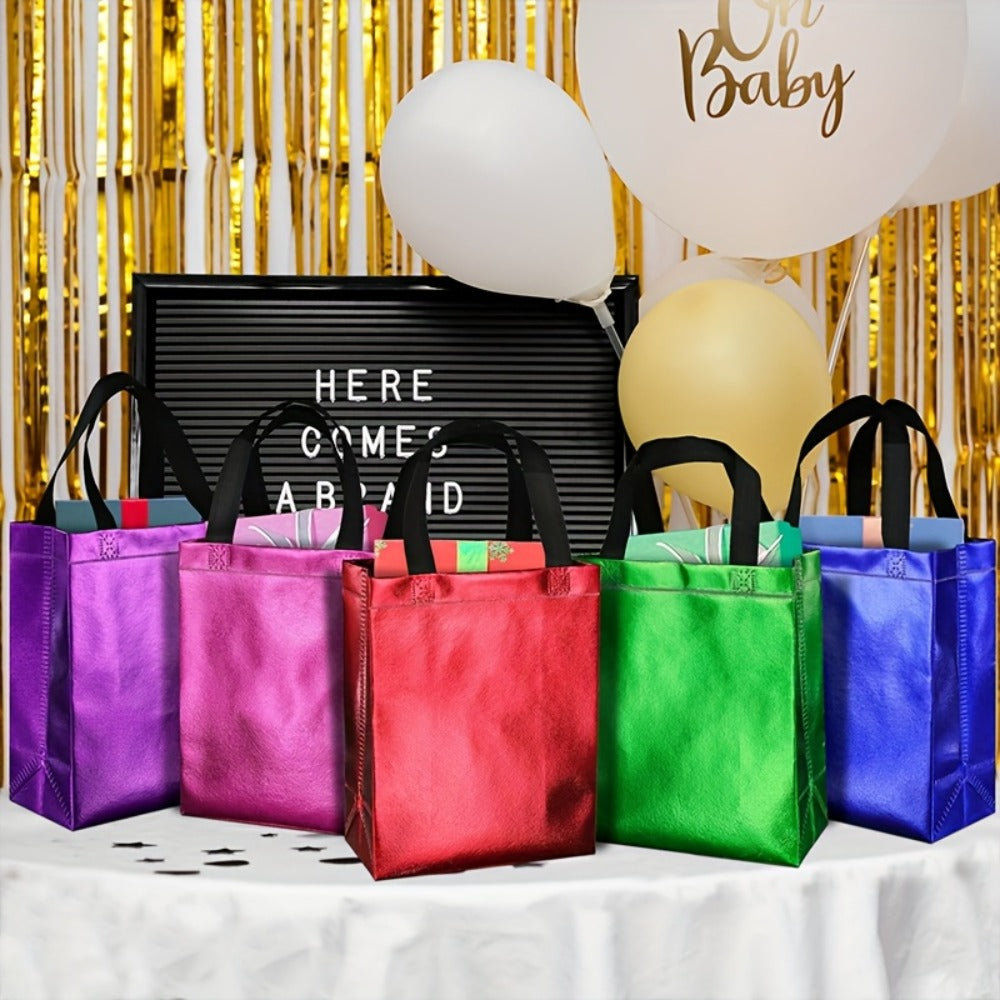 Gift Bags Bulk 100pcs Medium 10.2x12.6x3.9 Inch with Handles - 10 Colors Reusable Paper Gift Bags for Party Favors, Shopping, Birthday, Wedding, Holiday, Baby Shower & Retail Packaging