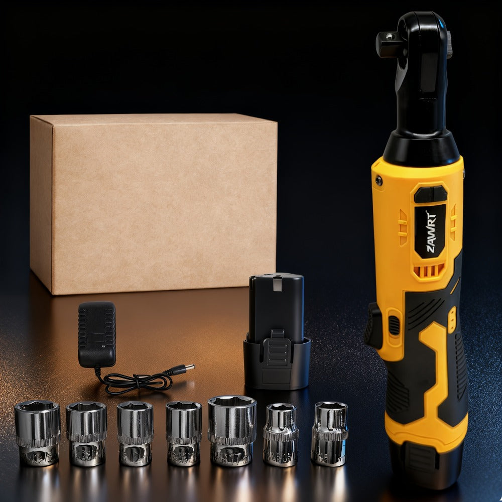 Cordless Electric Ratchet Wrench Set 12V - 45Nm High Torque 3/8¡± Rechargeable Ratchet Wrench with Battery, Charger & Toolbox for Automotive Repair, Angle Frame Installation & Home Improvement (4 Colors)