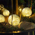 Solar Garden Globe Lights 4 Pack Cracked Glass Ball Outdoor Solar Sphere Lights with 30 LED Warm White IP65 Waterproof Auto On Off for Garden Patio Lawn Yard Pathway Christmas Decoration