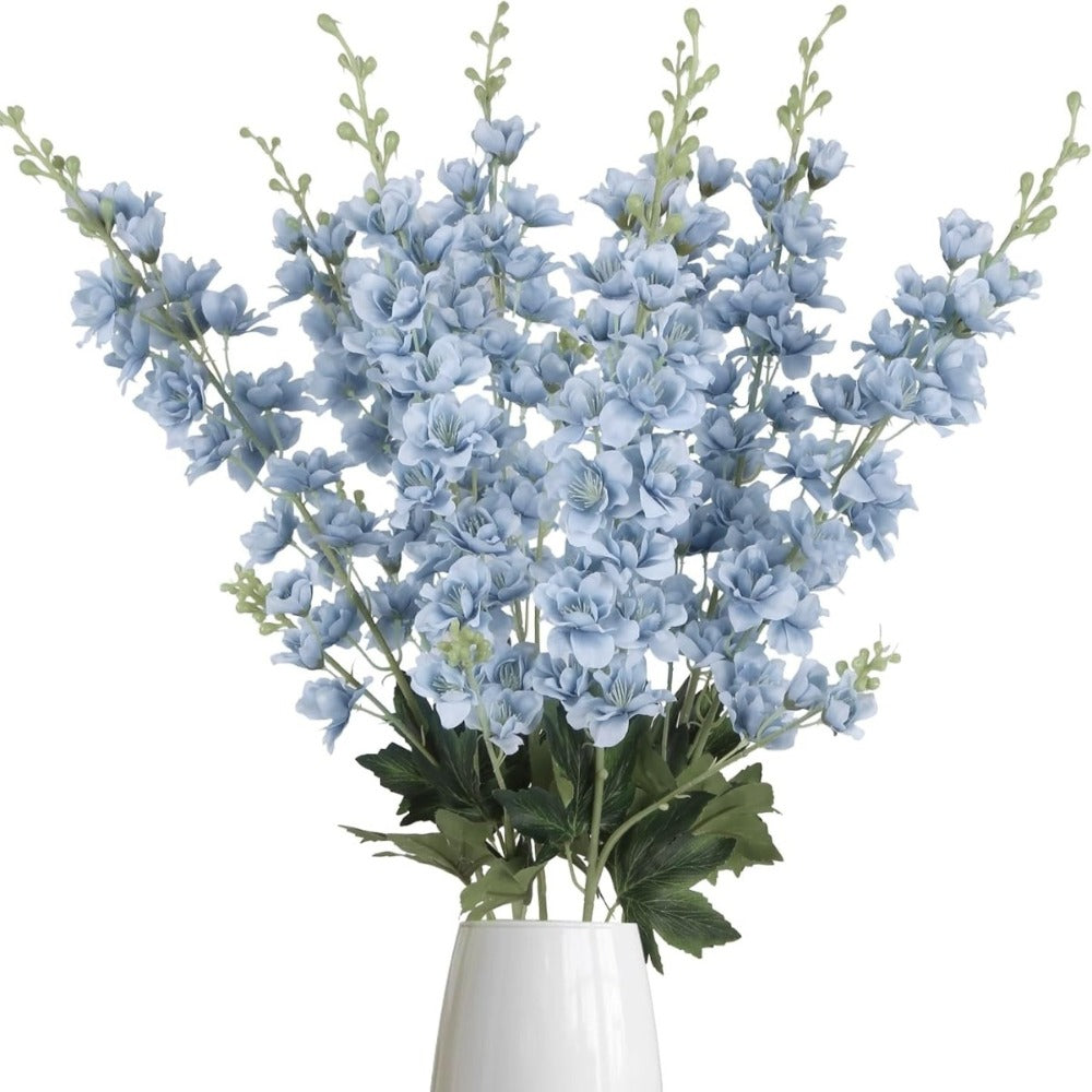 Artificial Delphinium Flowers 8pcs 33.5 Inch Faux Larkspur Stems for Wedding Centerpieces, Tall Silk Flower Bouquet for Home Vase Table Garden Decor