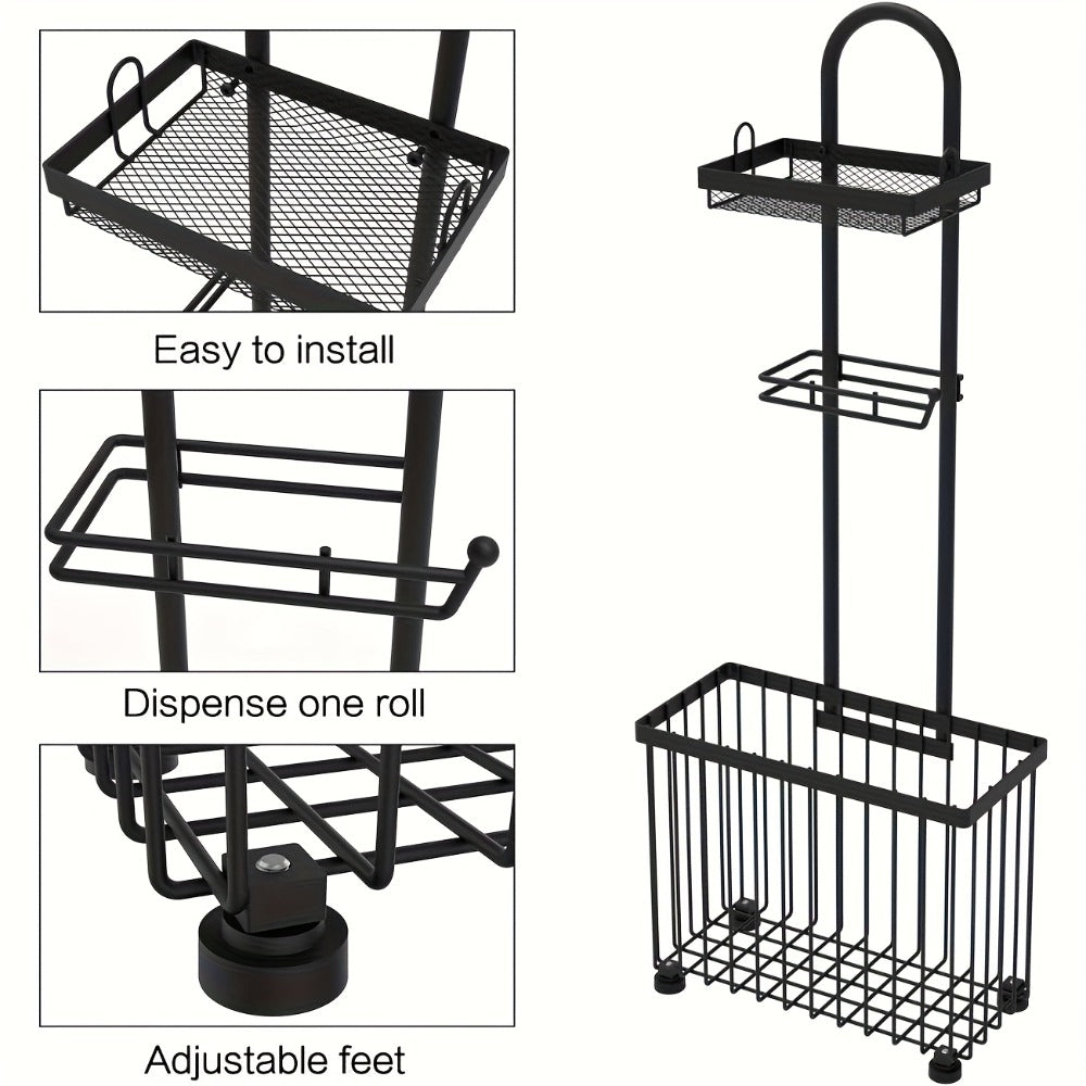 Toilet Paper Holder Freestanding with 6 Roll Storage Durable Steel Oil Rubbed Bronze Bathroom Organizer Space Saving No Installation Required