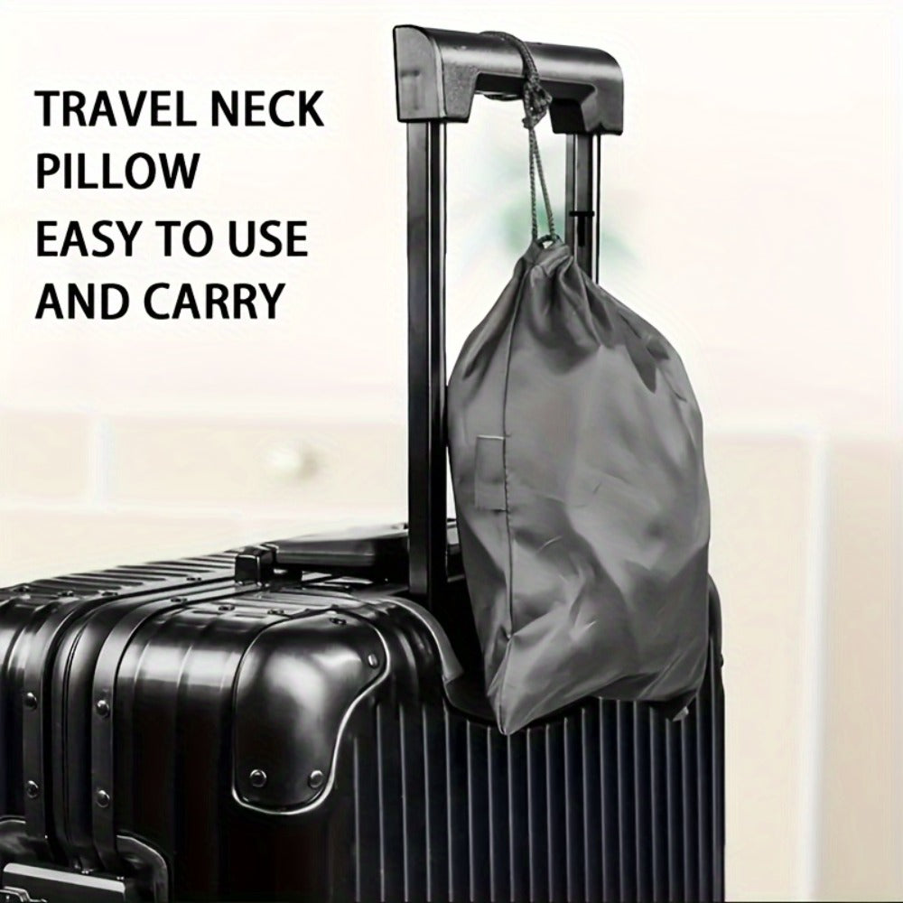 Inflatable Travel Pillow with Carrying Case ¨C Ergonomic Neck & Head Support for Airplane, Car, Train, Office Nap & Camping, Compact Lightweight Flocking Fabric Pillow