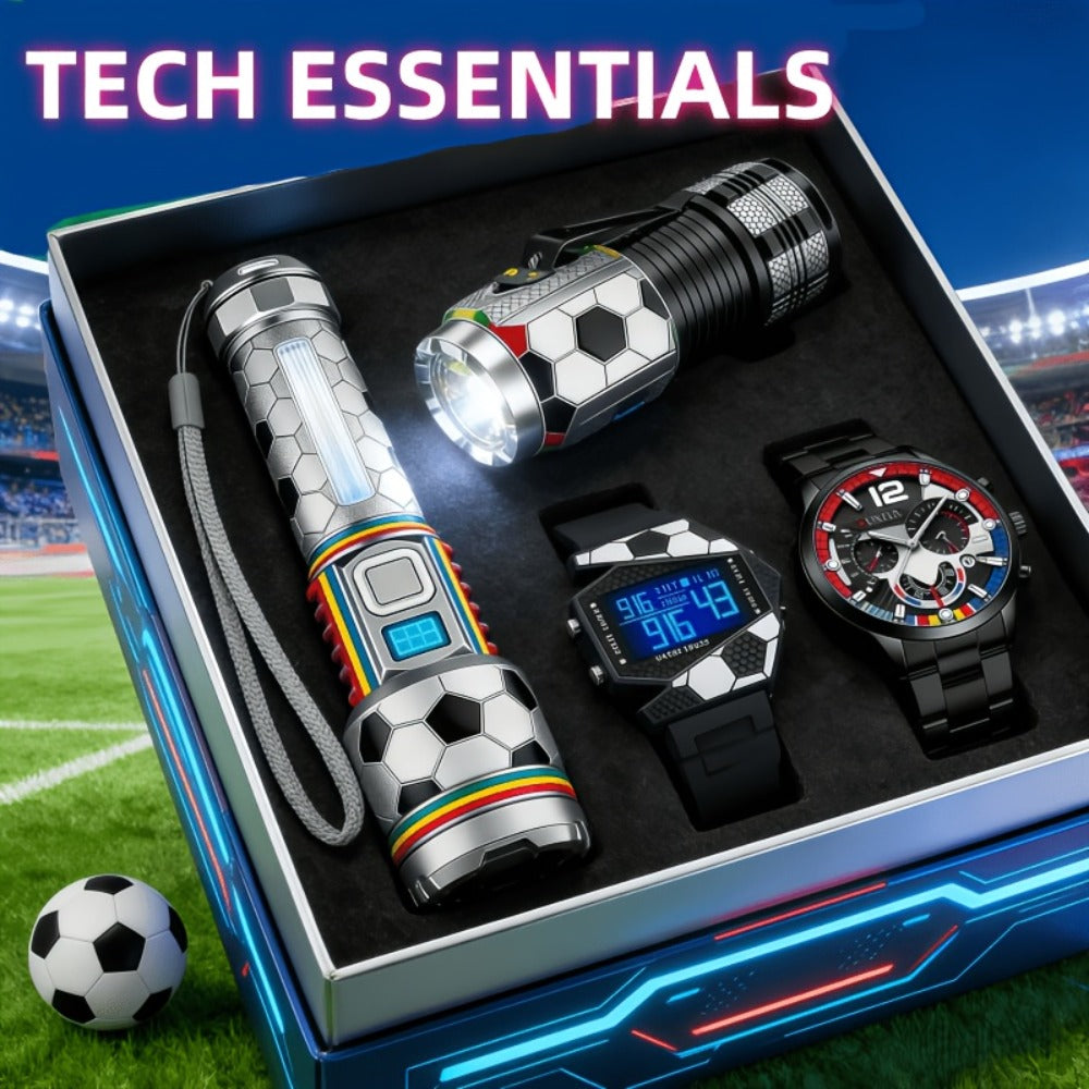 Flashlight & Watch Gift Set - Super Bright LED Handheld Flashlight with Multifunctional Watch, Adjustable Focus, Side Light, Multiple Modes & Long Range, Tactical Flashlight Gift Set for Men
