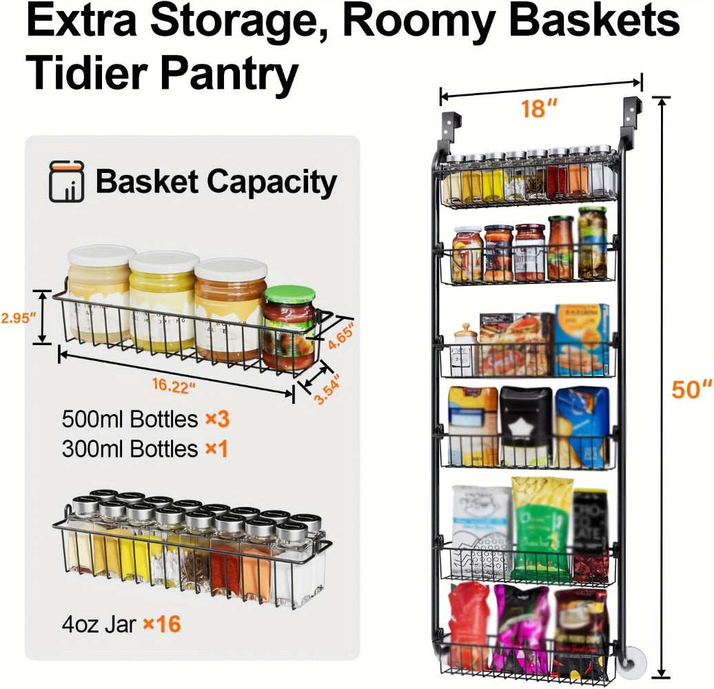 Over-the-Door Metal Organizer Rack 6 & 8 Tier ¨C Pantry Storage, Spice Rack, Kitchen Cabinet Organizer, Holds Up to 80 Lbs