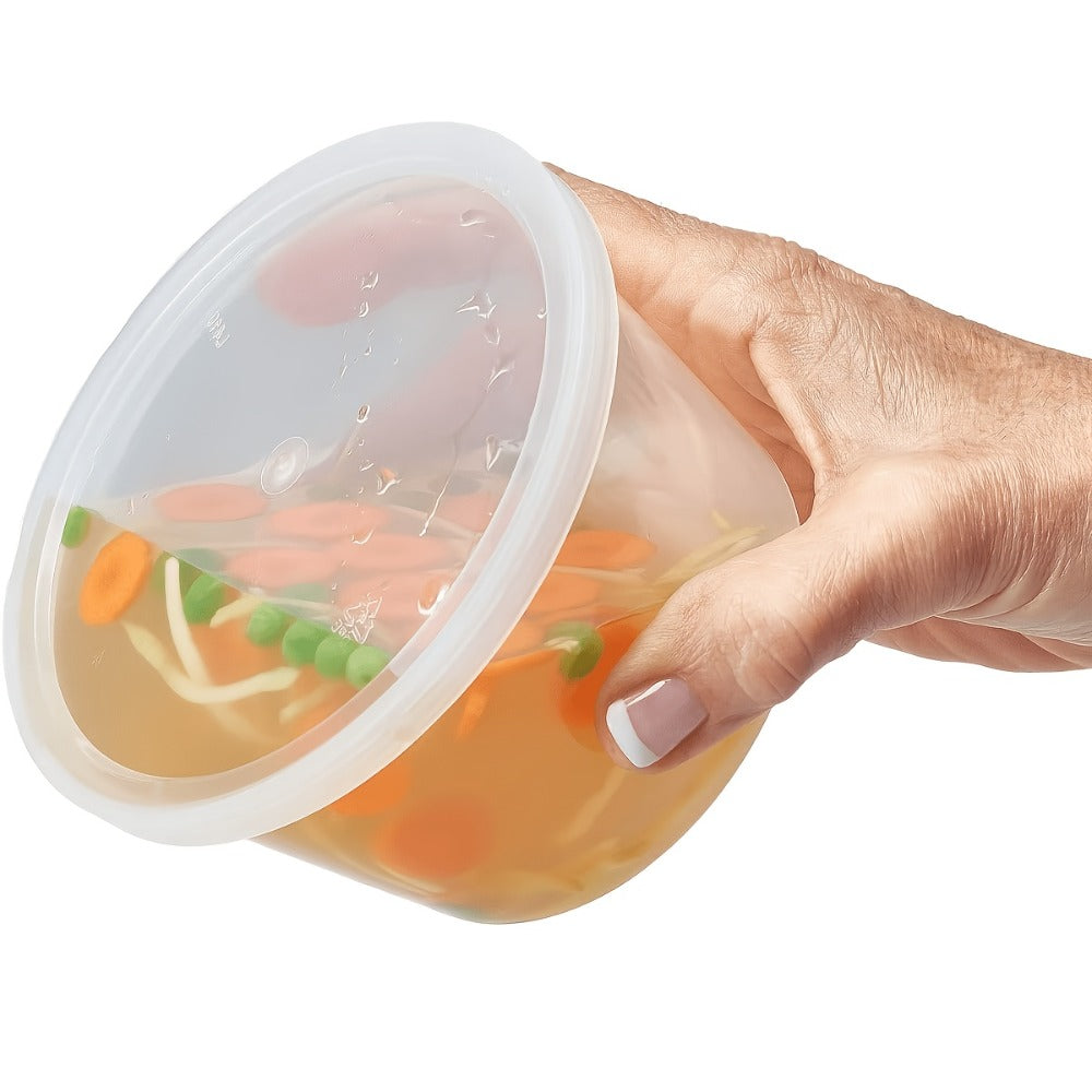 Deli Containers with Lids 48 Pack 16oz - BPA-Free Leakproof Plastic Food Containers Microwave Dishwasher and Freezer Safe, Stackable Meal Prep Containers for Takeout Soup Salad and Food Storage, 24 Containers and 24 Lids