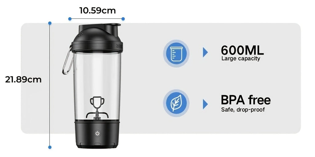 Electric Protein Shaker Bottle 24oz USB Rechargeable Self Stirring Blender Cup BPA Free Portable Gym Mixer for Protein Shakes Meal Replacements Fitness Gift