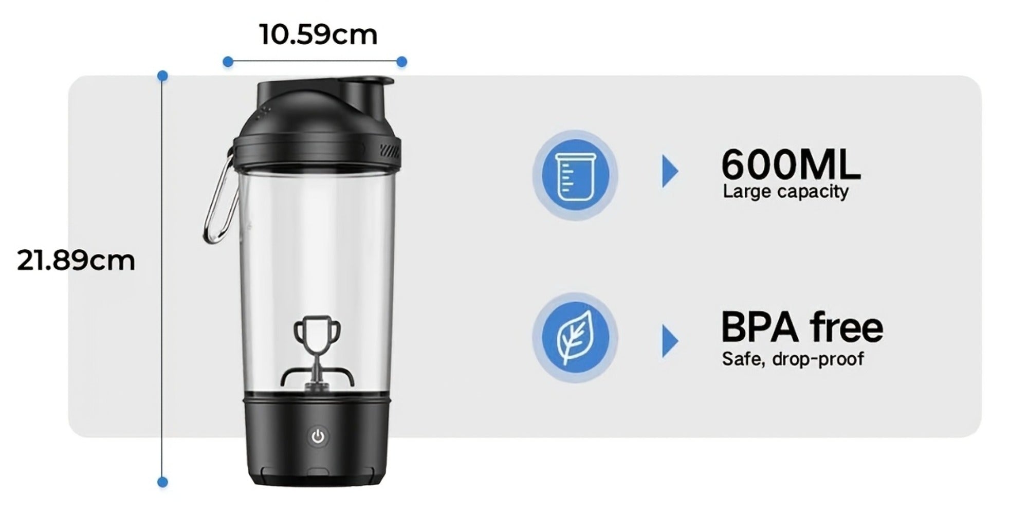 Electric Protein Shaker Bottle 24oz USB Rechargeable Self Stirring Blender Cup BPA Free Portable Gym Mixer for Protein Shakes Meal Replacements Fitness Gift