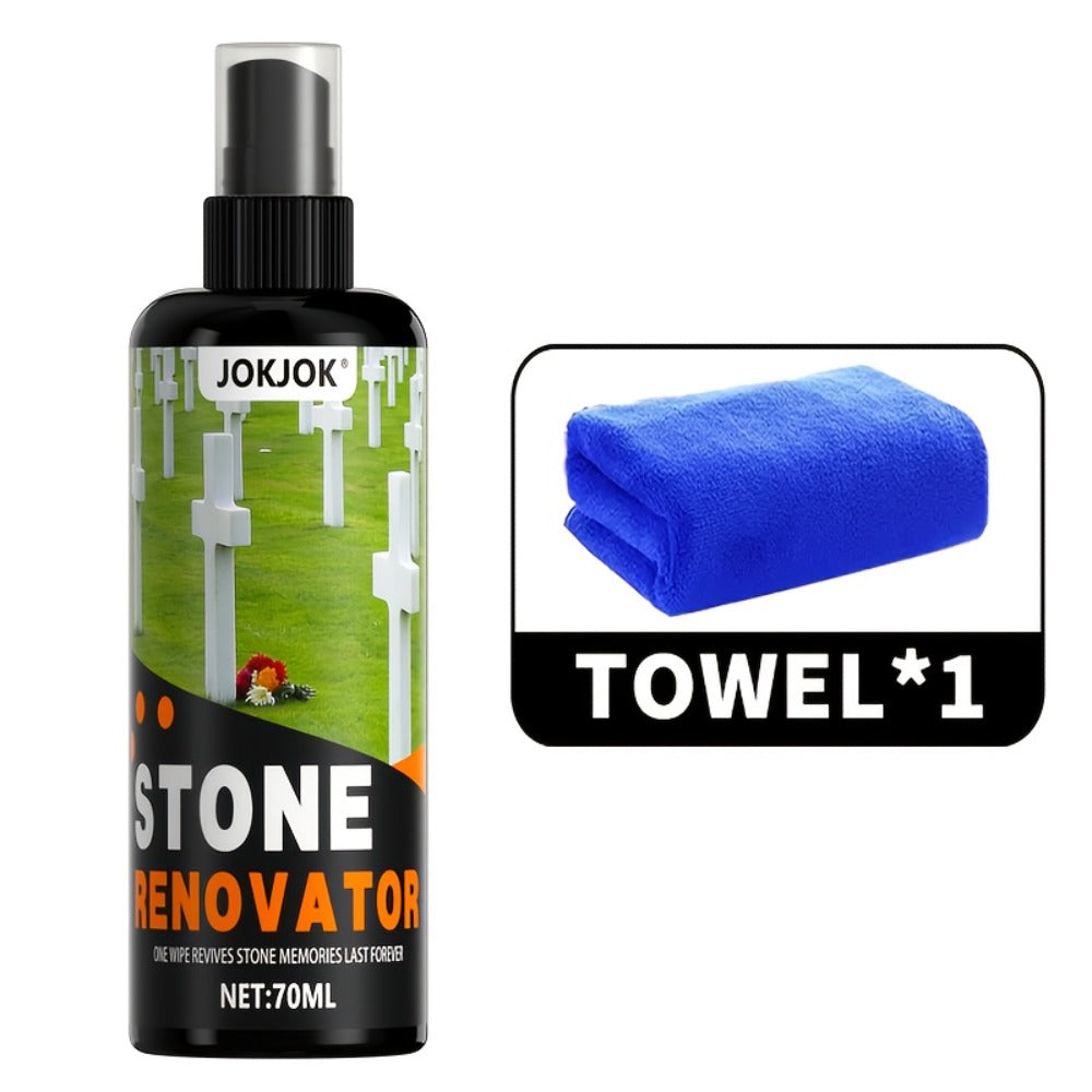 Stone Care Agent for Tombstone Memorial Stone Cleaner Quickly Restores Original Color Glycerin-Enhanced Deep Care Formula Unscented Compact with Cleaning Towel 2.37oz Grave Marker Restoration Kit