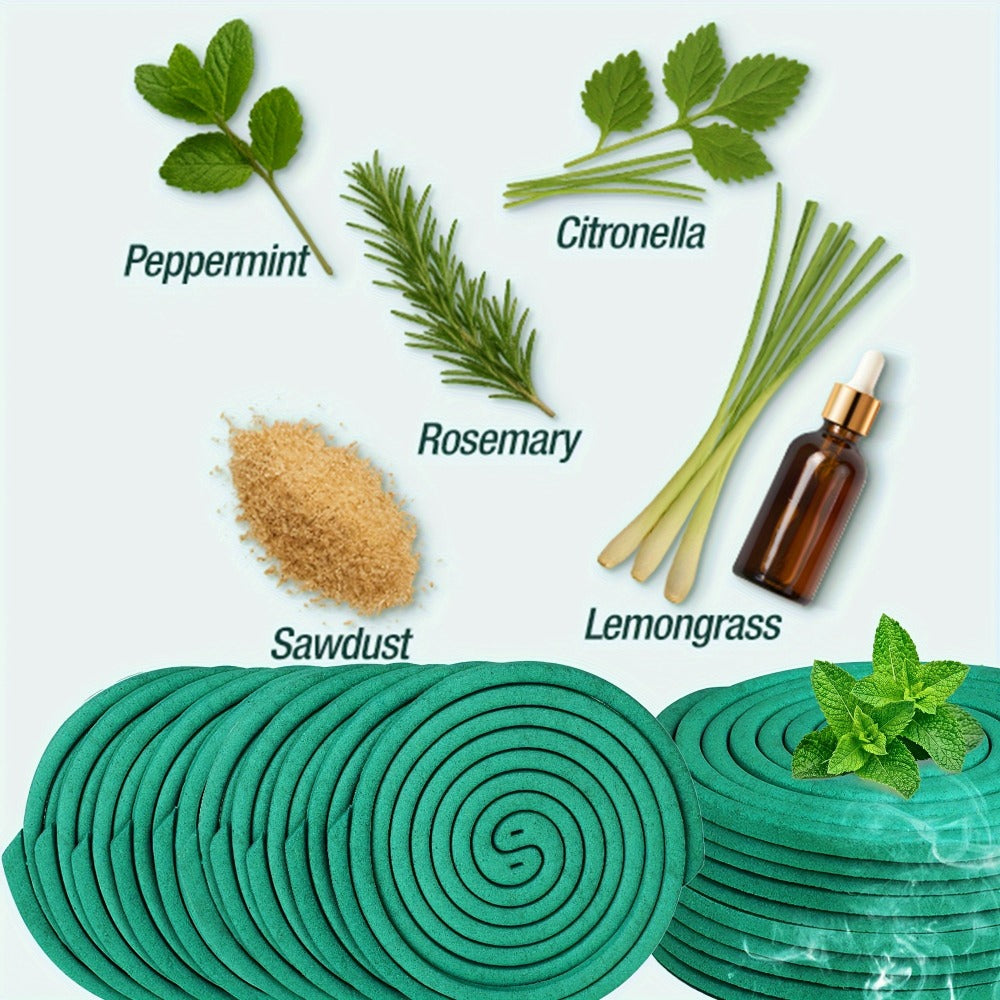 Lemongrass Spiral Incense Coils 10 Pack - Large Natural Long-Lasting Herbal Incense for Outdoor Patio, Camping, Garden, Meditation & Summer Evenings, Fresh Aromatherapy Scent