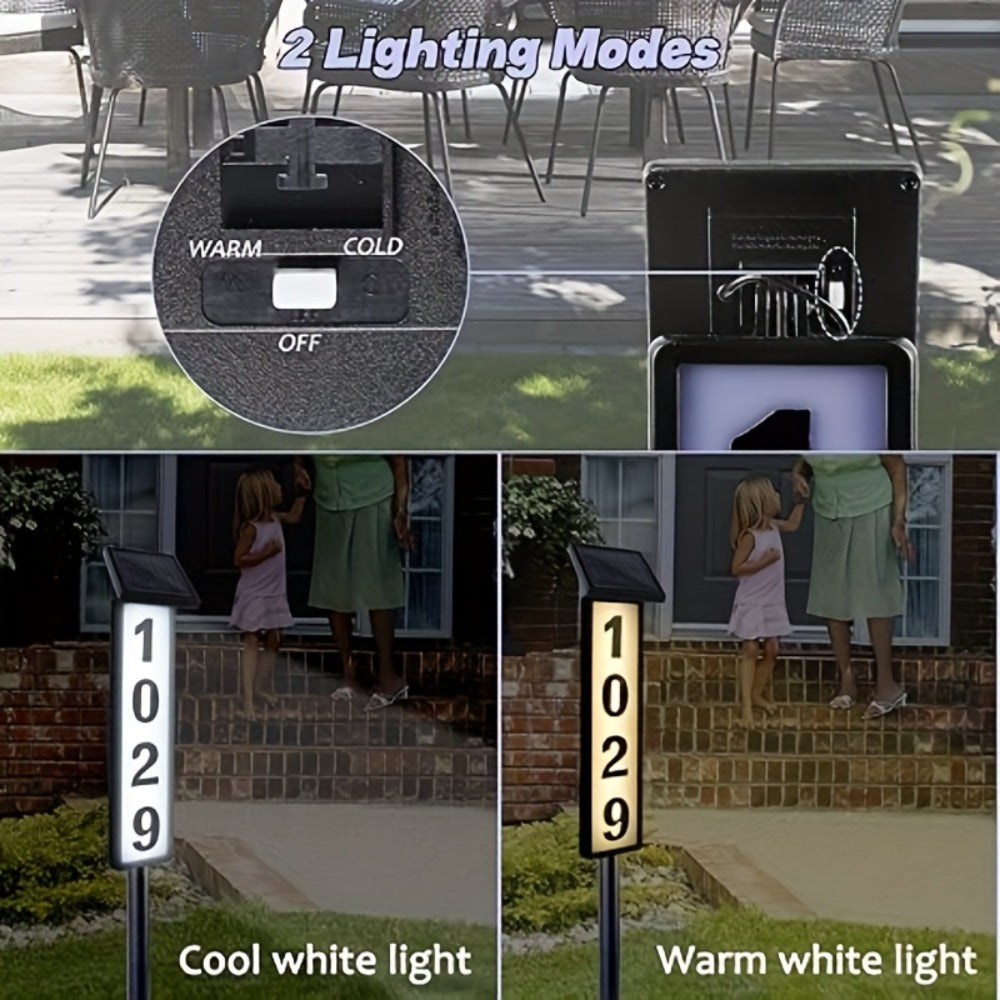 Solar Column Sign Light LED Address Sign Light Outdoor - Automatic Dusk to Dawn Solar Powered Post Light for Home Driveway Gate Lawn Floor Yard, No Wiring Waterproof Commercial Address Identification Light