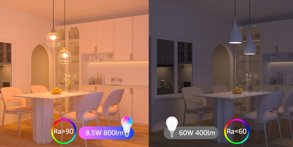 Smart Light Bulbs RGB Color Changing, WiFi A19 E26 LED Bulb Works with Alexa & Google Home, 2.4GHz Dimmable 800LM 60W Equivalent, Music Sync Voice Control App Remote, for Bedroom Party Home Decor