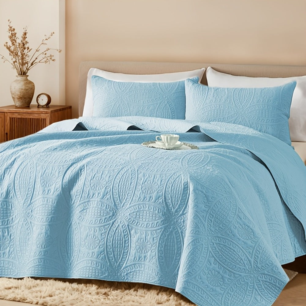 Quilt Coverlet Set 2-3 Piece Lightweight Microfiber Bedspread Coin Pattern Soft Skin-Friendly Anti-Allergy Machine Washable Twin Full Queen King