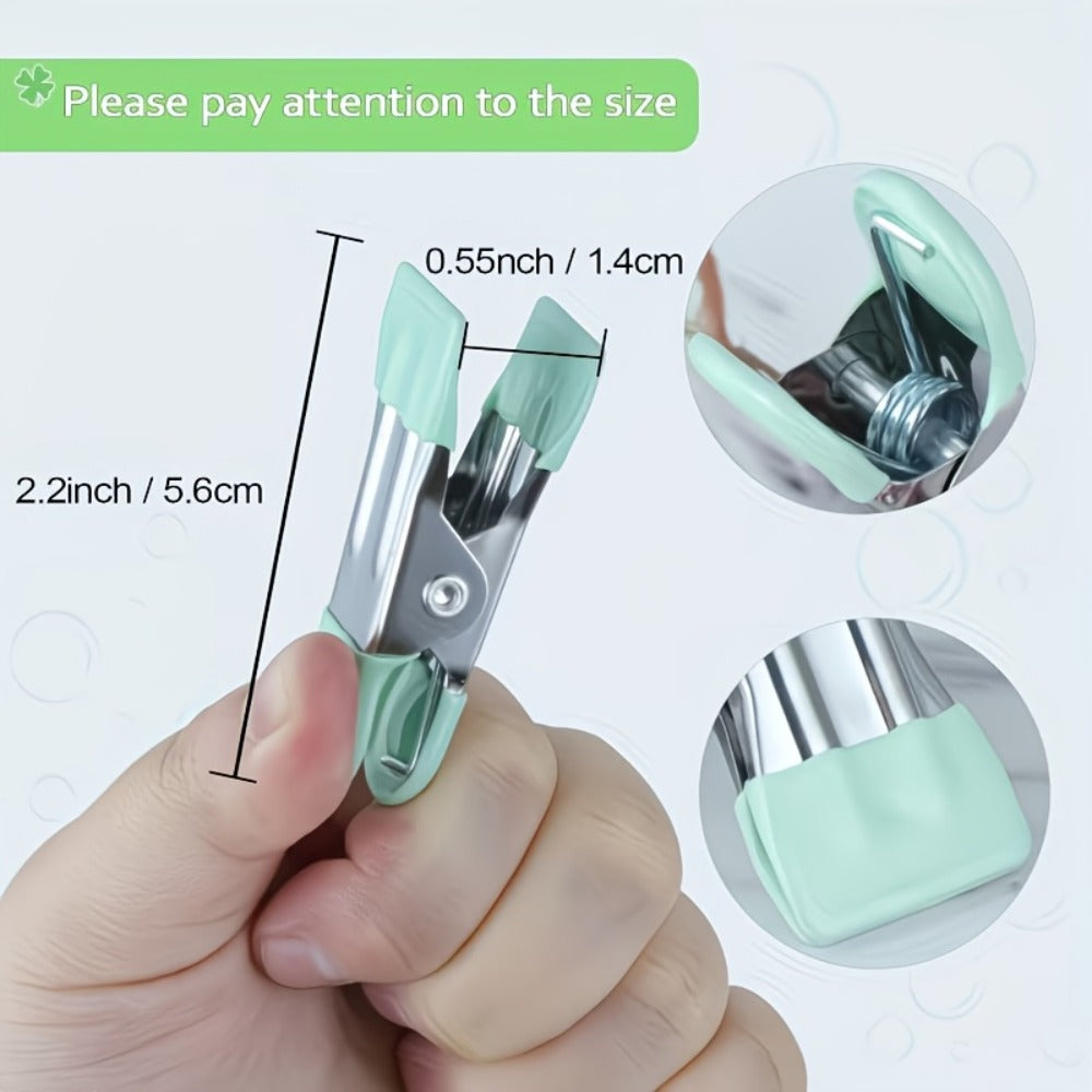 Stainless Steel Clips 28pcs Heavy Duty Rustproof | Multipurpose Airtight Sealing Clips for Food Bags Clothes Hanging | Kitchen Office Home Bag Clips Random Colors