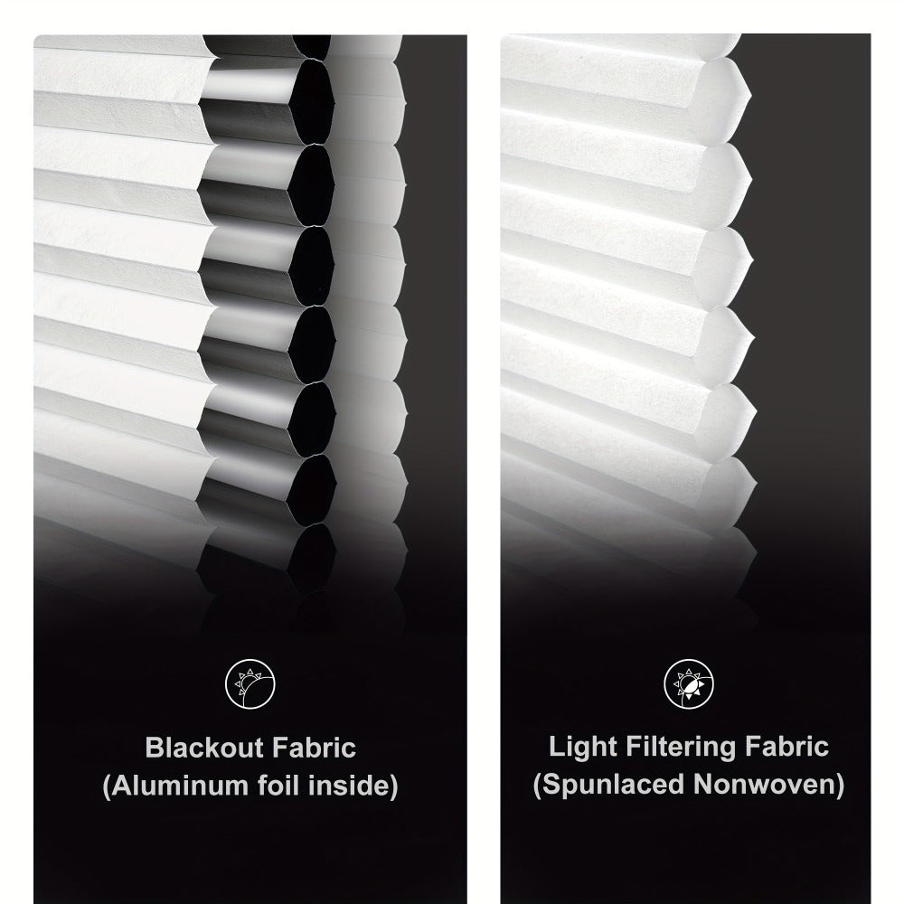Cordless Honeycomb Cellular Shades No Drill No Tools Install - Color-Matched Blackout & Light Filtering Window Blinds, 64 Inch Height, Custom Width 21¡±-46¡±, Energy Efficient Room Darkening Shades