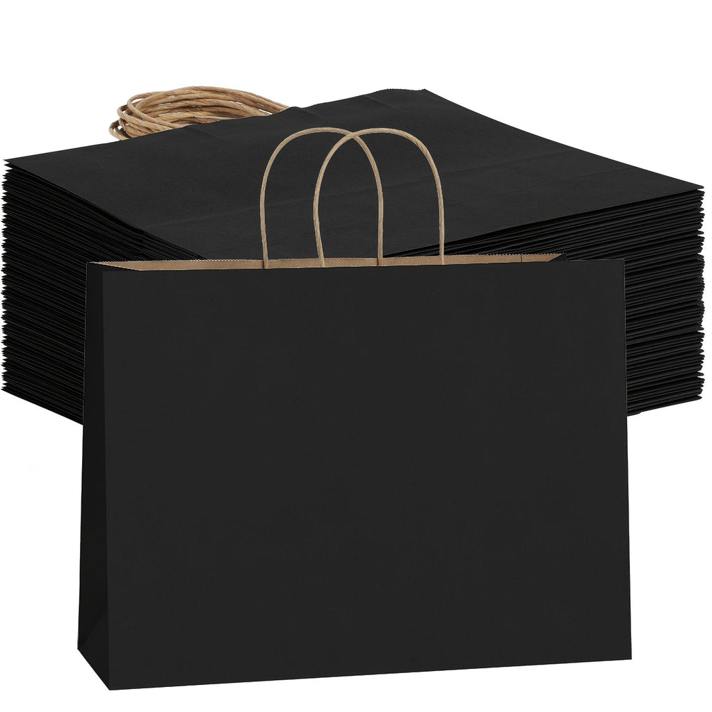 Shopping Bags with Handles 49pcs | 16x6x12 Inch Large Retail Gift Bags Bulk | Clothing Boutique Bags for Birthday, Wedding, Mother's Day, Teacher's Day, Anniversary, Craft Exhibition | White, Brown, Black