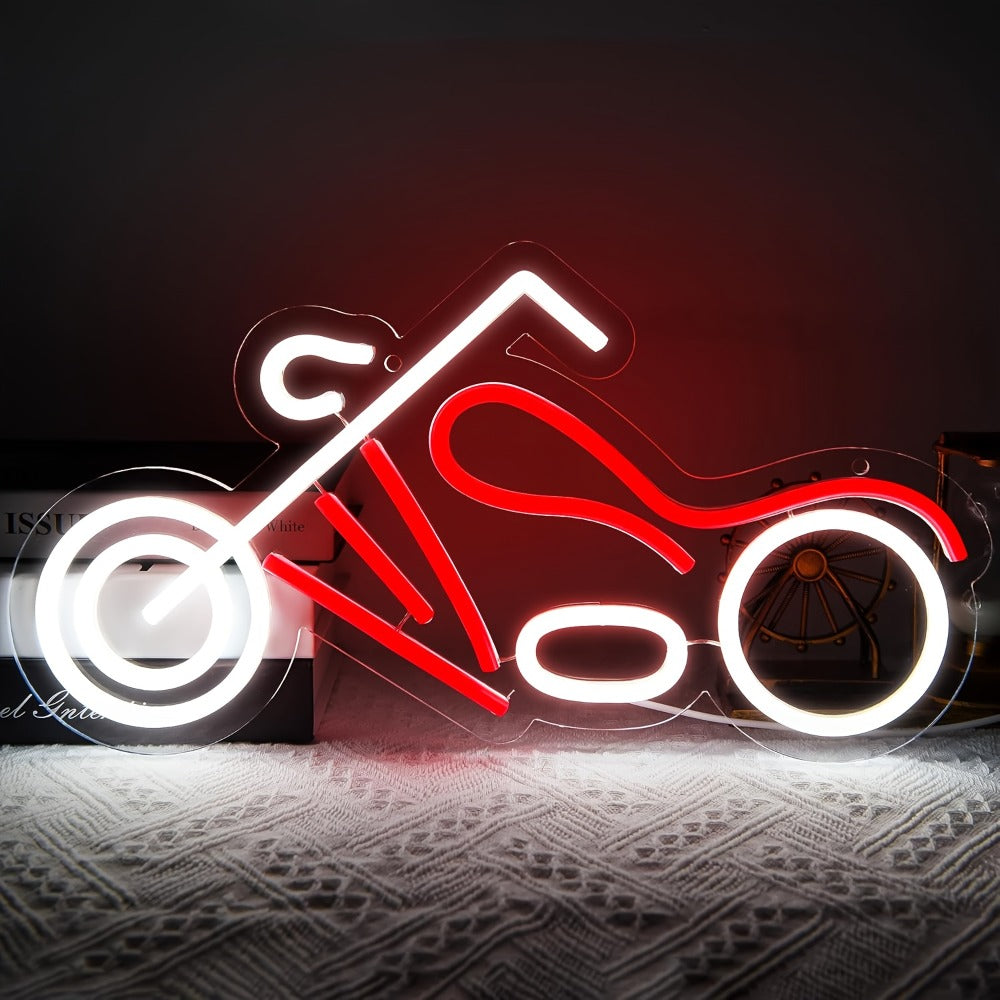 Motorcycle Neon Sign LED Wall Light USB Dimmable, Garage Decor Neon Light for Man Cave Car Room Repair Shop Workshop, Wall Mounted Logo Decoration Light 16.1¡± x 8.6¡±