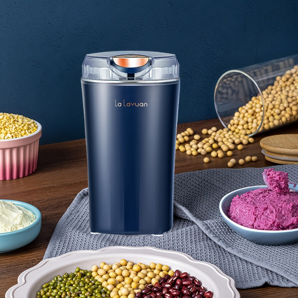 Electric Coffee Grinder 200W | Quiet Spice Grinder | 80g Large Capacity 12 Cups | 304 Stainless Steel Blade | One-Touch Operation | Grinds Coffee Beans Spices Nuts Grain | Blue Black