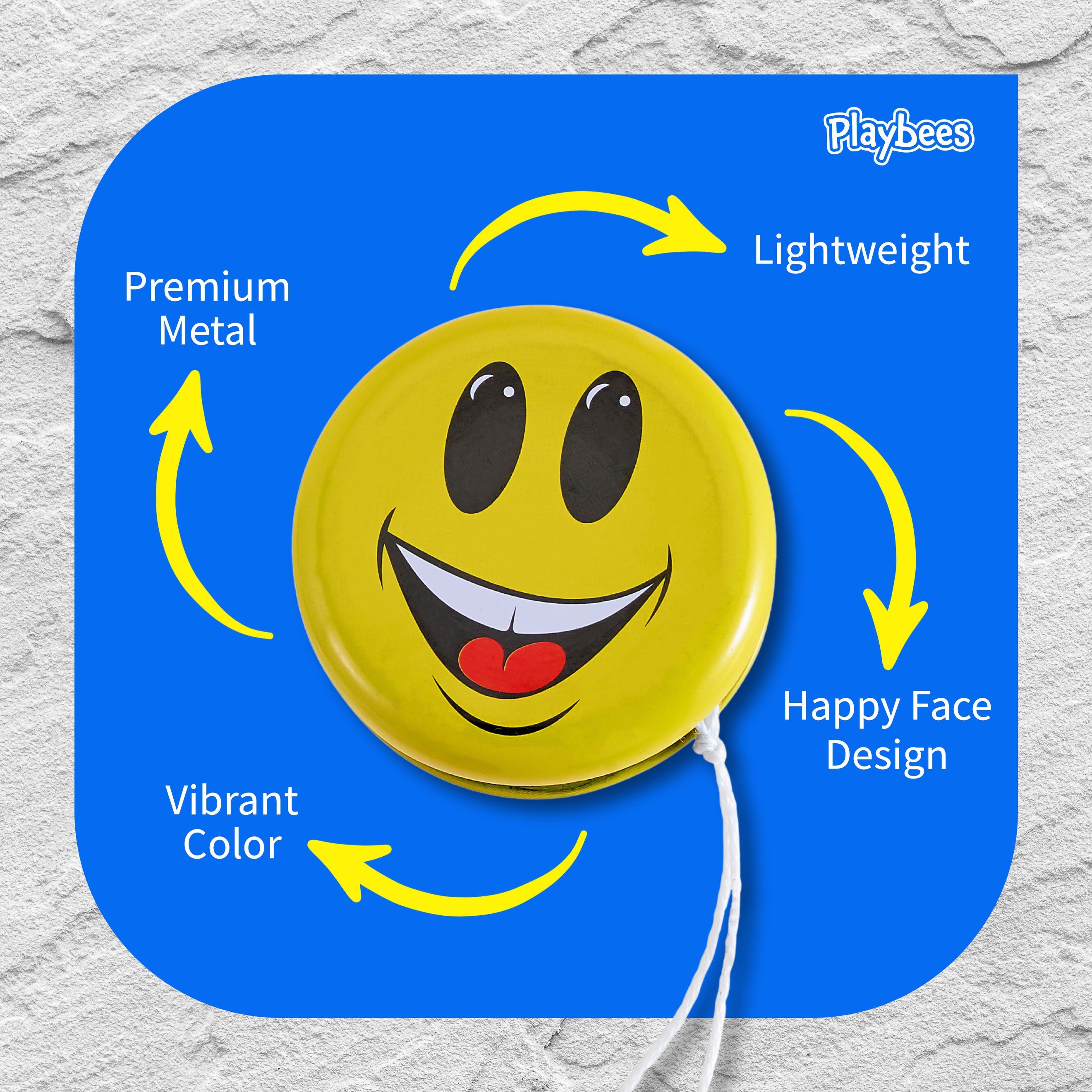 Smiley Face Yo-Yos Bulk 12 or 24pcs Metal 2 Inch Assorted Colors Kids Party Favors Birthday Giveaways Goody Bag Fillers